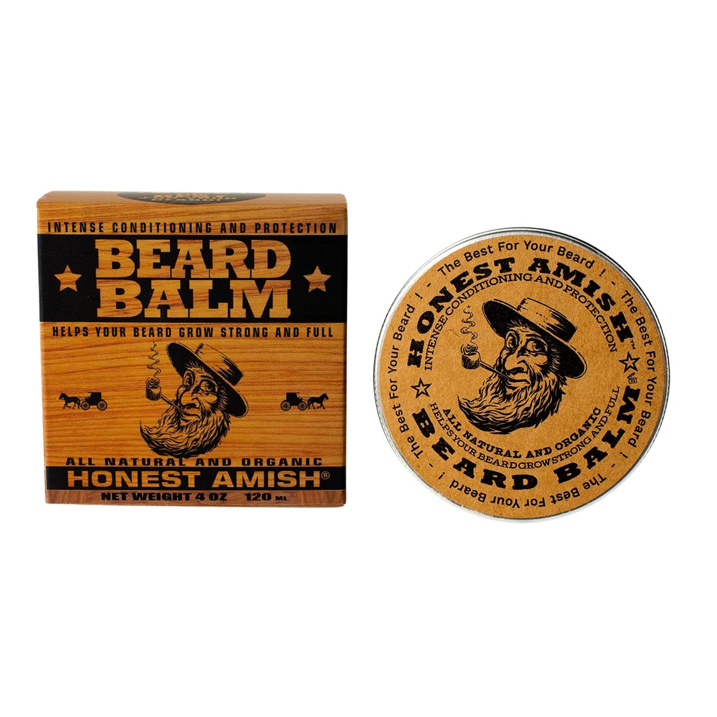 Honest Amish Beard Balm - New Large 4 OZ Twist Tin, Honest Amish, HAIR_CARE_AGENT, Crema, 1 Unidades, Orgánico