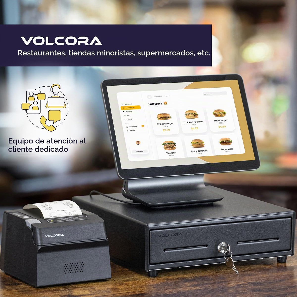Cajón Electrónico Volcora Negro 13 Pulgadas con Bandeja de Efectivo para Sistema POS