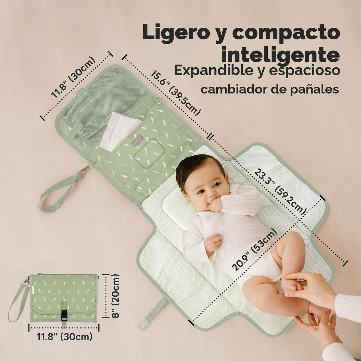 KeaBabies - Cambiador portátil para pañales – Cambiador grande impermeable para bebé, embrague de pañales de viaje compacto, bolsillos funcionales para artículos esenciales para recién nacidos,