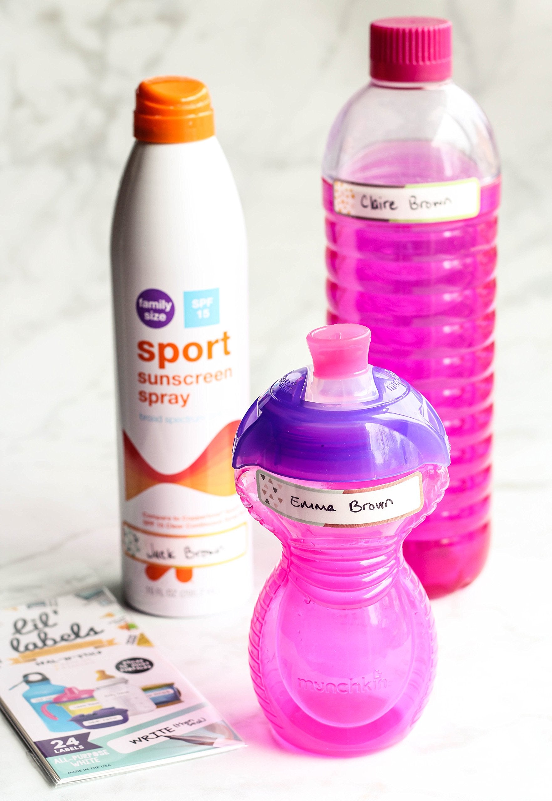 Lil' Labels Daycare Value Pack Write on Name Labels, Waterproof, Baby Bottle Labels (Animal Friends) & Clothing Labels, Plus 2 Bonus Gifts
