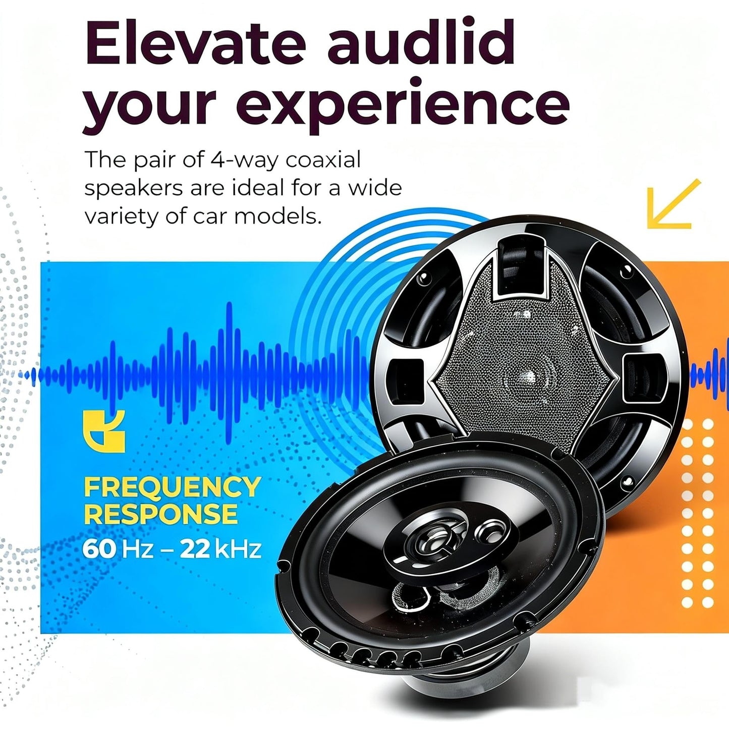 SONDPEX - Altavoces para coche de 5.25 pulgadas, par de 4 vías, altavoces de puerta de 5.25, altavoces coaxiales para coche, sistema de altavoces estéreo para coche, altavoz de audio para coche