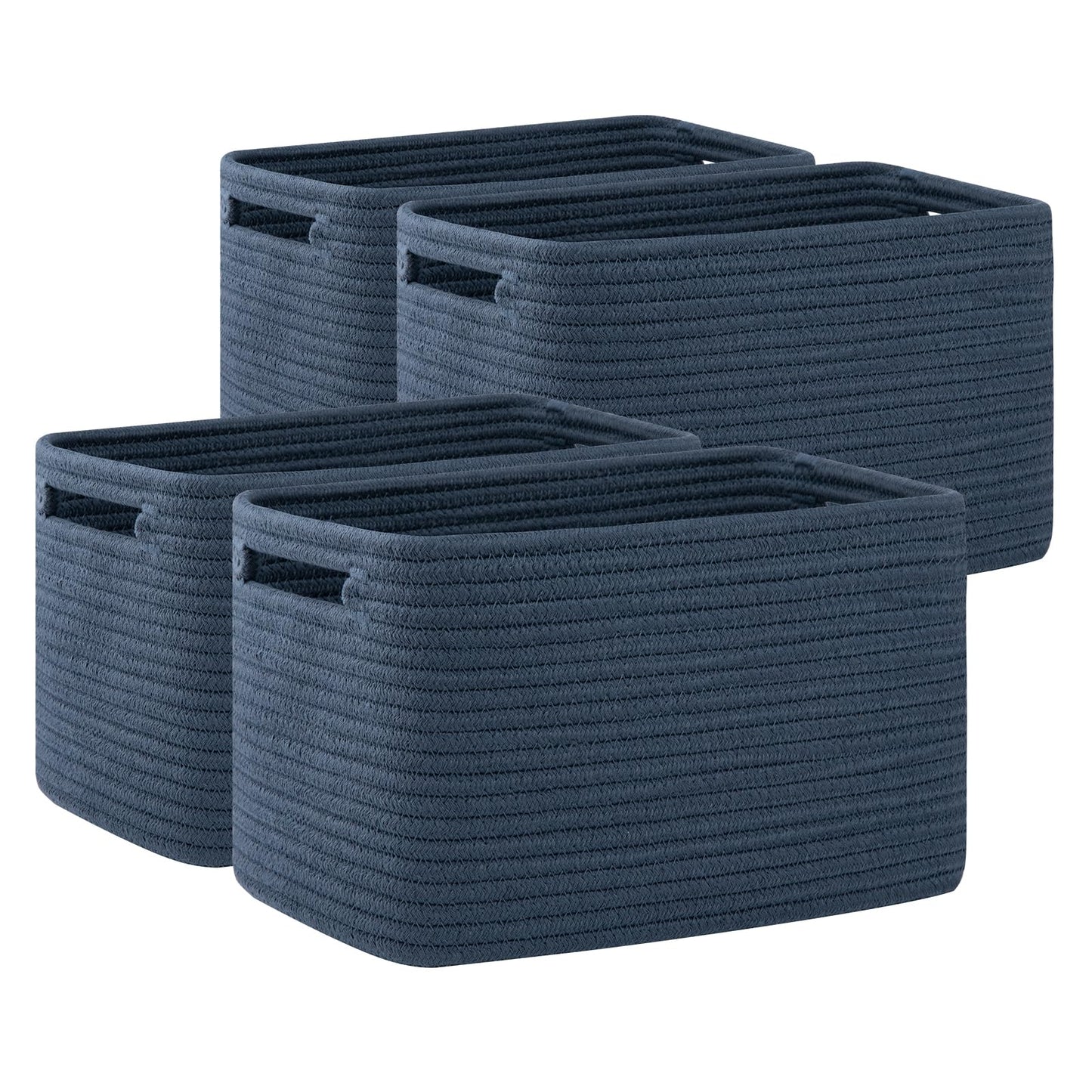 OIAHOMY - Paquete de 4 cestas de almacenamiento para organizar, cubos de almacenamiento para estantes, cestas rectangulares de almacenamiento con asas, cestas tejidas para almacenamiento, 32.3 cm de