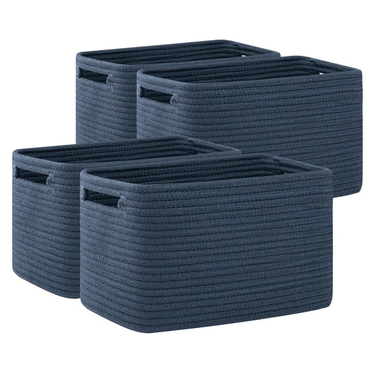 OIAHOMY - Paquete de 4 cestas de almacenamiento para organizar, cubos de almacenamiento para estantes, cestas rectangulares de almacenamiento con asas, cestas tejidas para almacenamiento, 32.3 cm de
