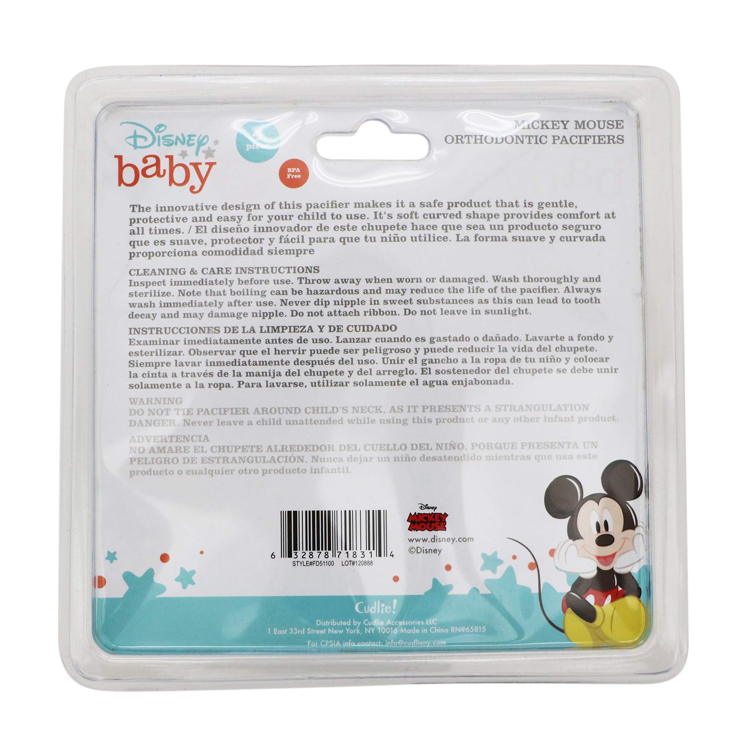 Cudlie Disney Mickey Mouse Baby Boy 4 Pack de chupetes en Varsity Blues