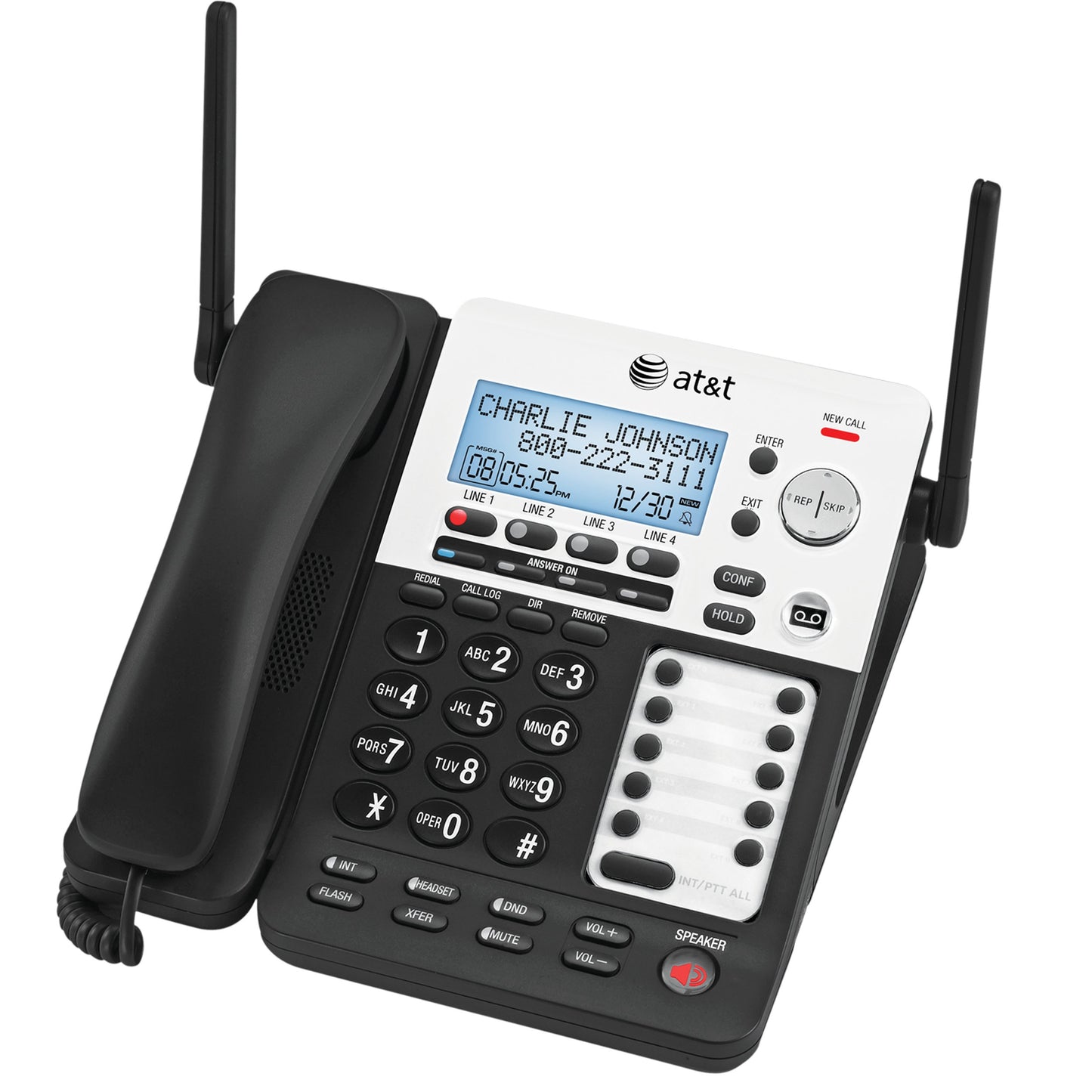 AT&T SynJ Auricular de expansión inalámbrico para el Sistema telefónico para pequeñas Empresas SynJ SB67138 & SB67158, Sistema telefónico inalámbrico, Negro/Plateado