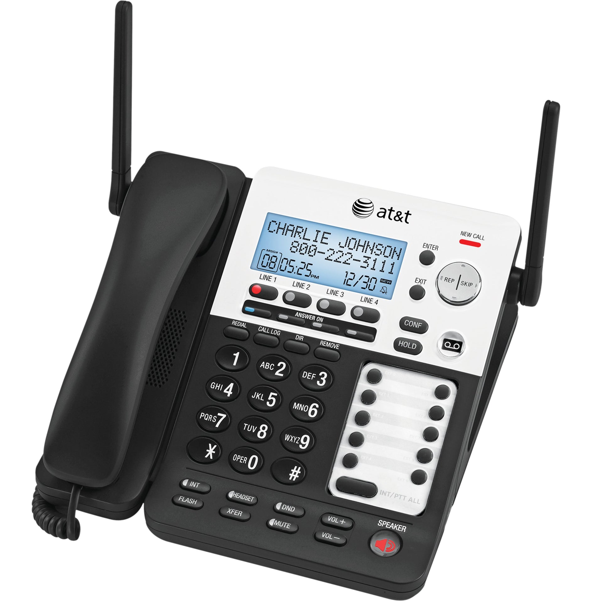 AT&T SynJ Auricular de expansión inalámbrico para el Sistema telefónico para pequeñas Empresas SynJ SB67138 & SB67158, Sistema telefónico inalámbrico, Negro/Plateado
