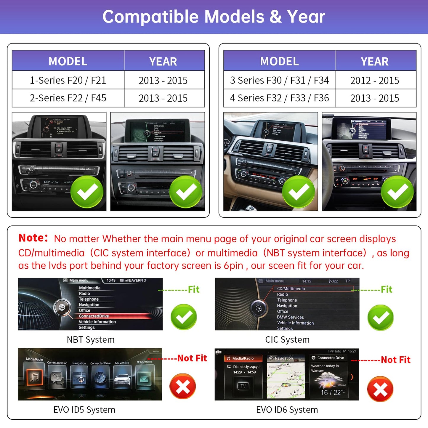 Road Top CarPlay Retrofit Kit para BMW Serie 1/2/3/4 con NBT 2011-2015