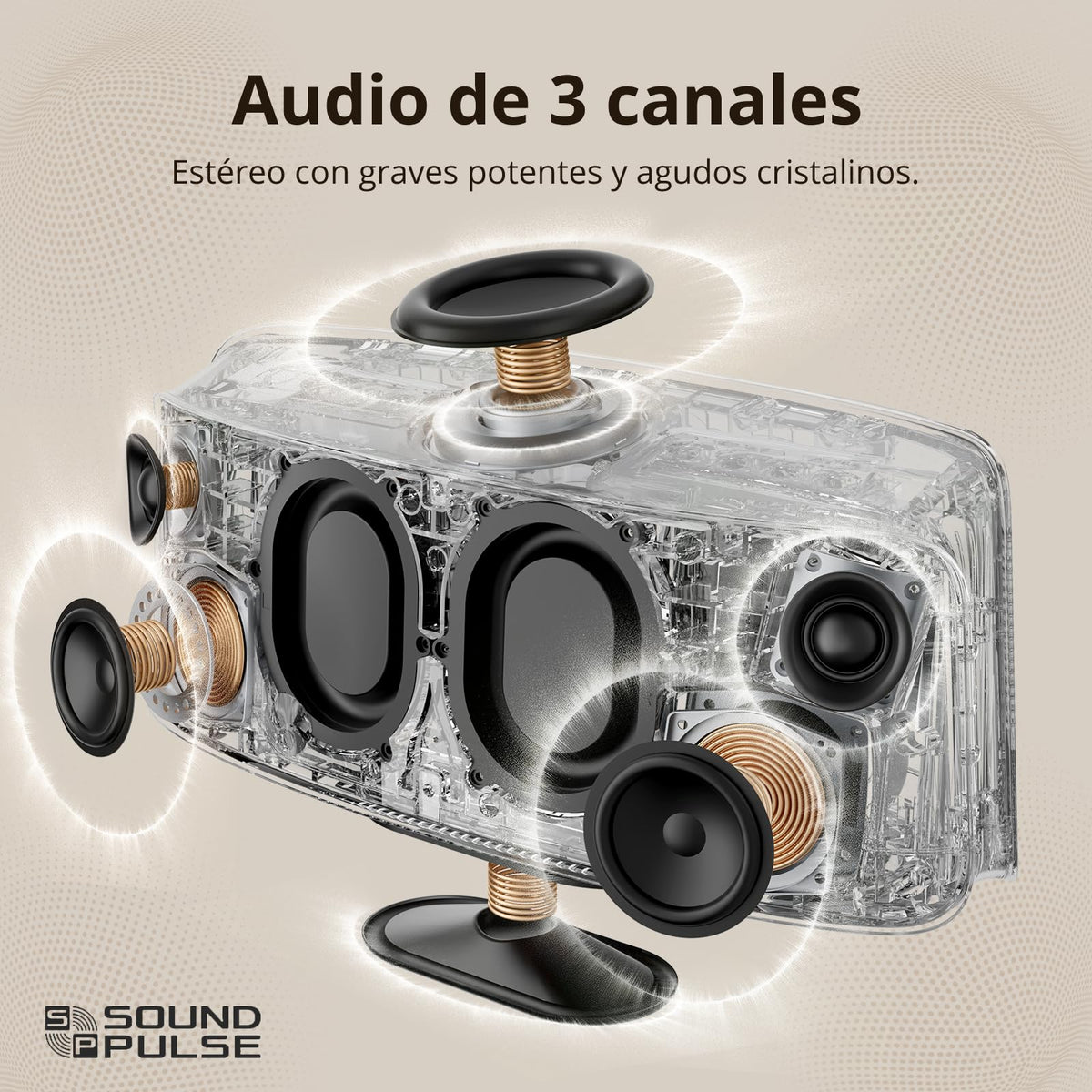 Bocina Portátil Tronsmart Fiitune X30 Negro Hi-Res Audio 3 Canales para el Hogar Resistente al Agua IPX6 con Sonido Espacial Inmersivo