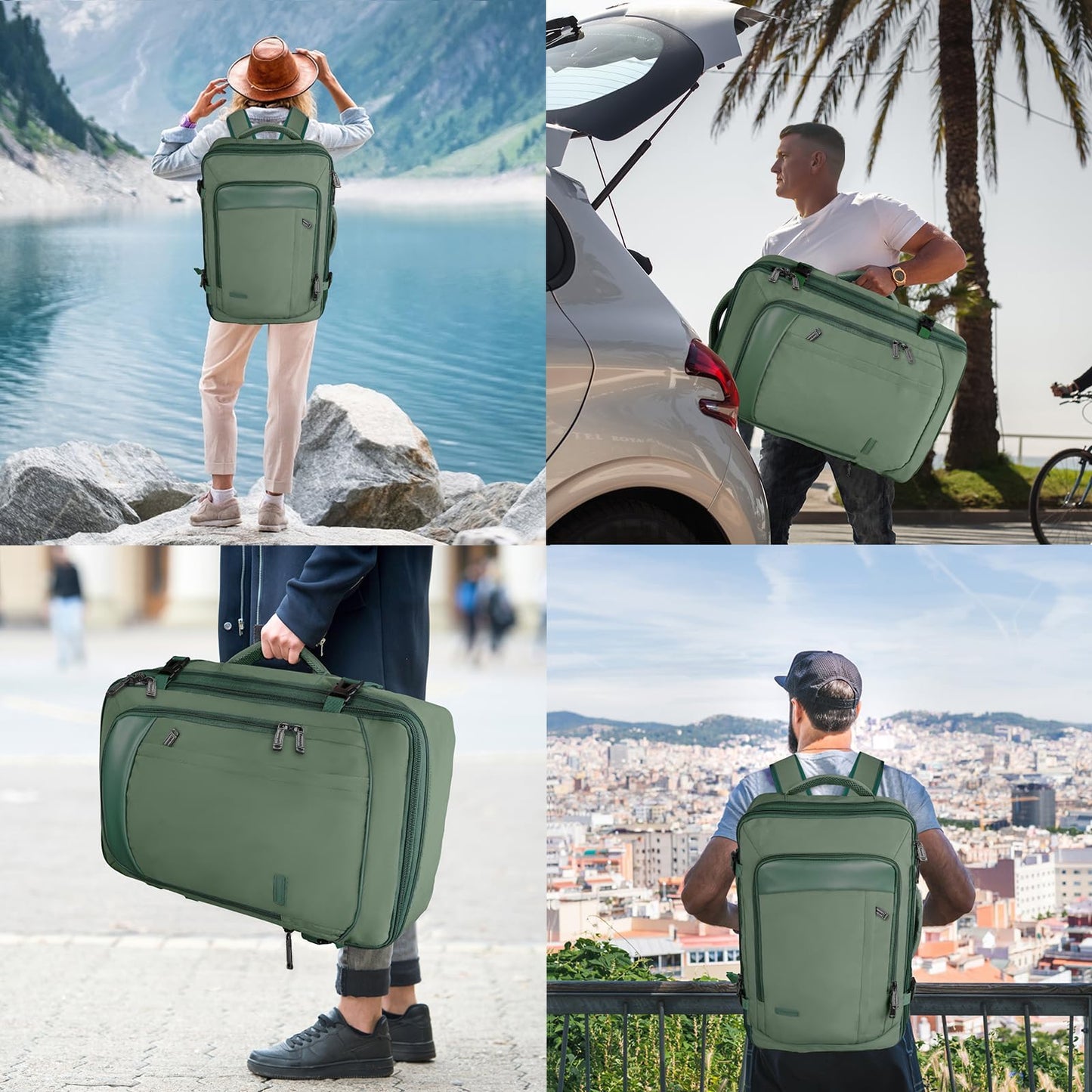 Mochila de Viaje Vancropak Verde Grande Expandible Impermeable para Mujer y Hombre