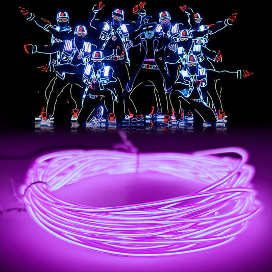 Cable de luz de neón EL de 19,6 ft/6 m, tira de luz LED con 3 modos de iluminación, IP65 resistente al agua, tira led neon cortable para Navidad,decoración bricolaje, fiesta y decoración del hogar