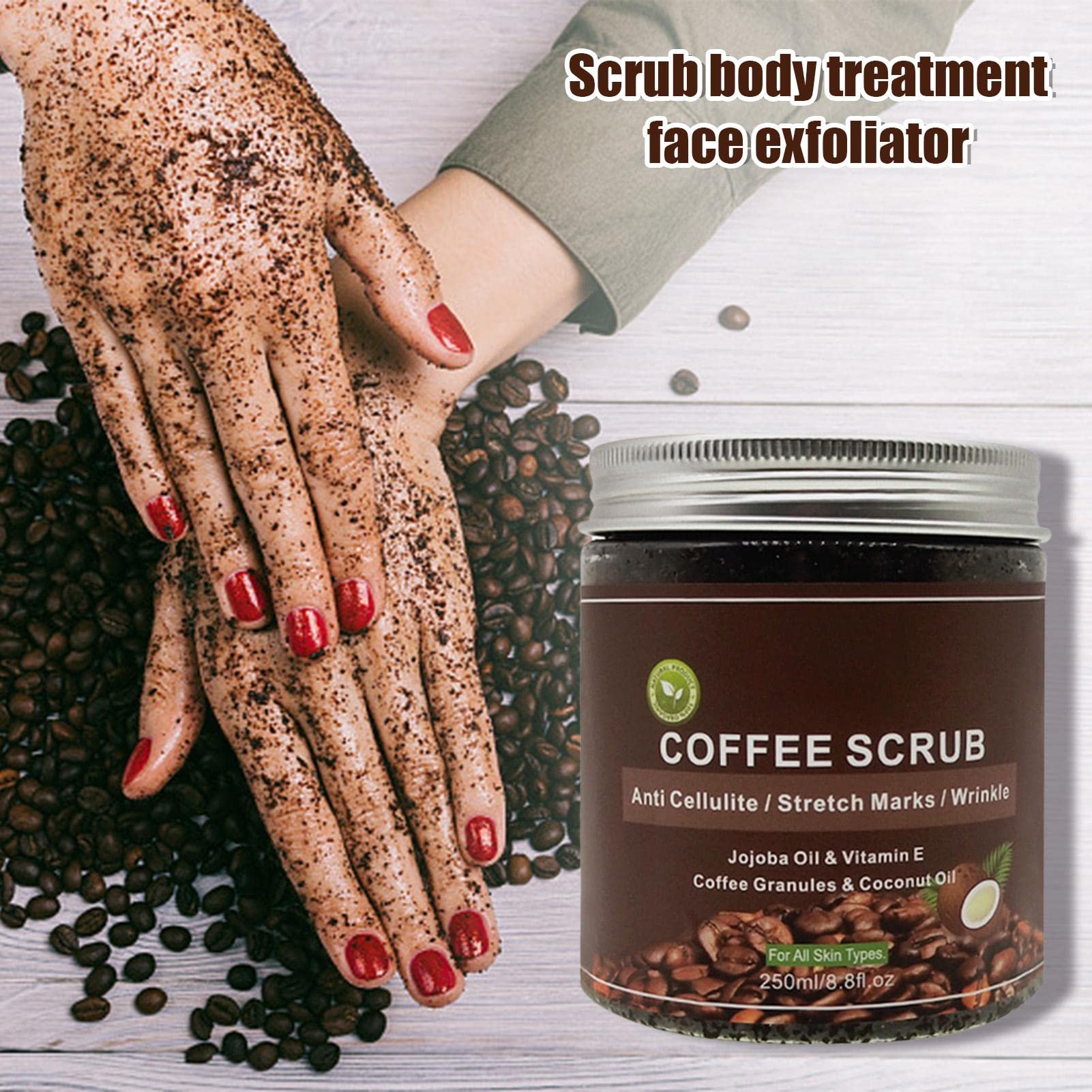 Littryee Exfoliante café - Exfoliante Grano Sal café Exfoliante anticelulítico | Exfoliante y eliminador Celulitis para Rostro, Cuerpo, piernas, SPA para pies