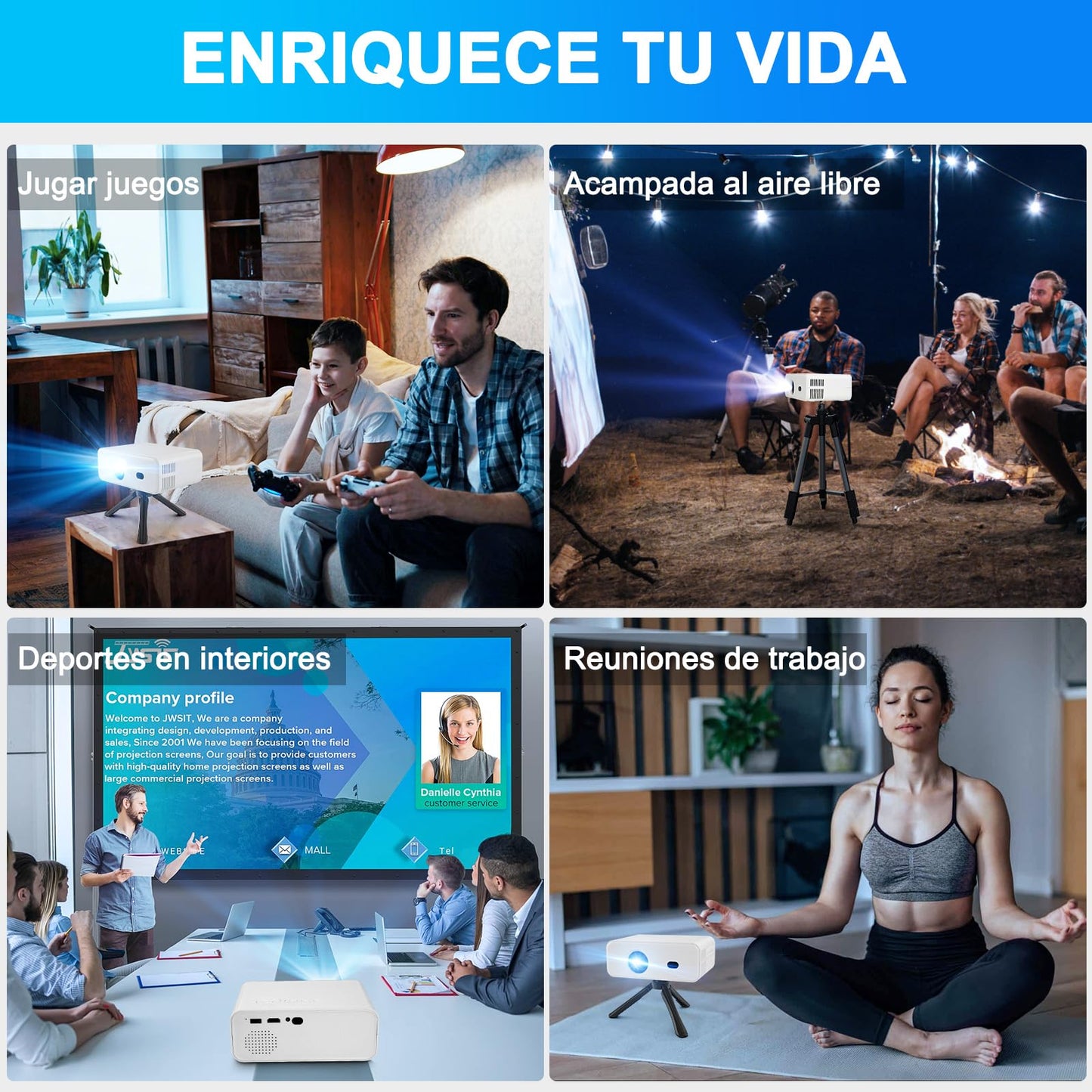 Proyector Portátil Actualizado, Proyectores WiFi Incorporado Sistema 11.0