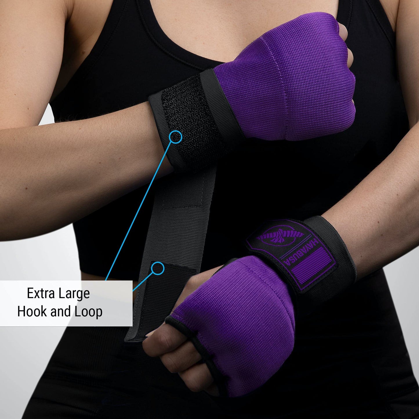 Hayabusa Quick Gel Guantes de Boxeo para Manos - Morado/Negro, L