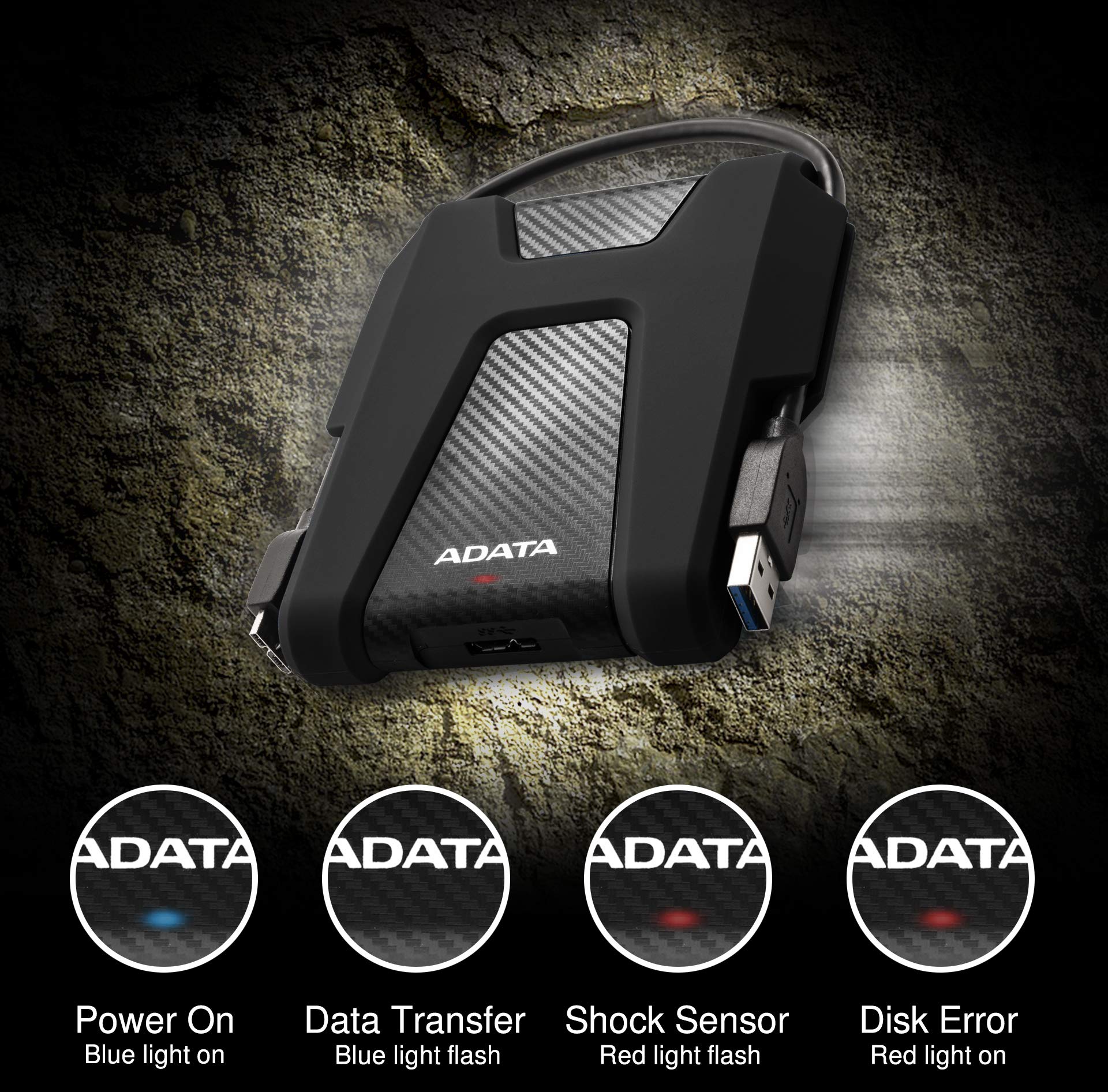 Disco Duro Externo ADATA Negro AHD680-2TU31-CBK