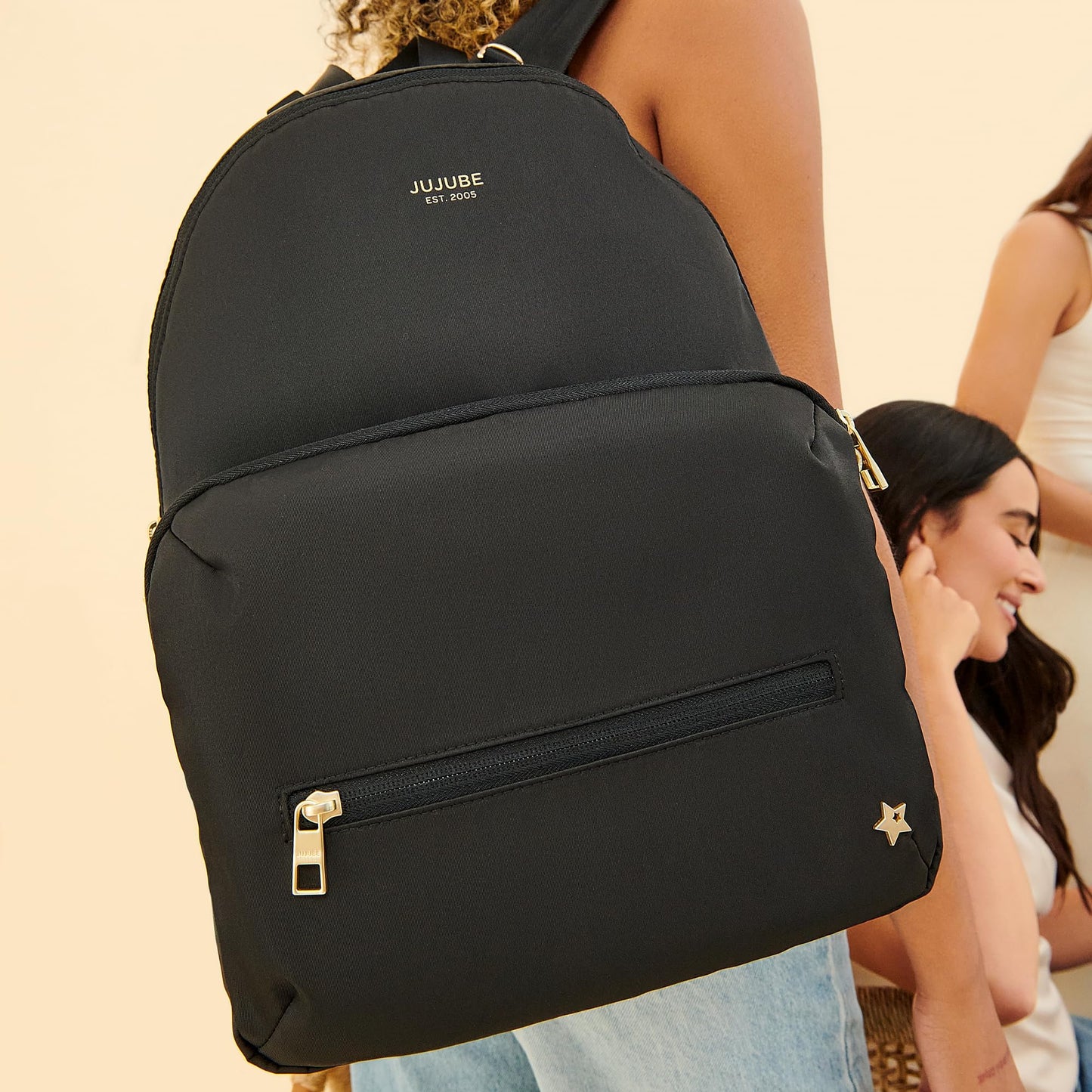 JuJuBe - Mochila para pañales con cambiador, organizador de gran capacidad de 11 bolsillos, 2 bolsillos interiores con aislamiento para botellas, bolsillo para limpiar, correas para carriola, manga