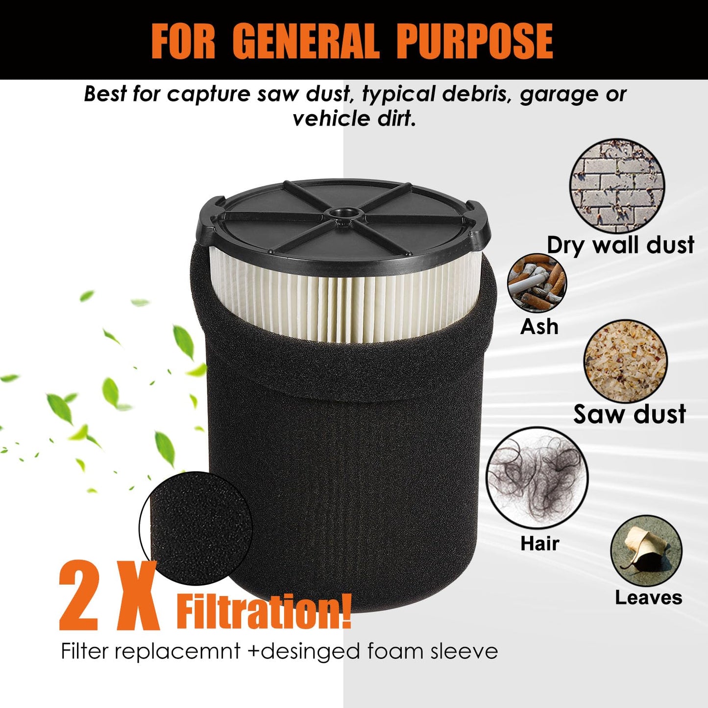 LVJUSEN VF4000 - Filtro de repuesto para aspiradoras Ridgid Shop de 5 a 20 galones, filtro universal VF4200 se adapta al filtro de aspiradora rígido húmedo y seco Husky Shop de 6 a 9 galones con