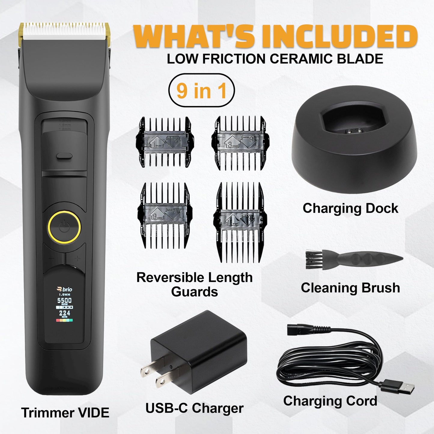 Brio Blackout Beardscape V2 Recortadora de Barba Hombre, 4 Velocidades, Batería Recargable, Cerámica de Baja Fricción, 1.6 Libras, Negro