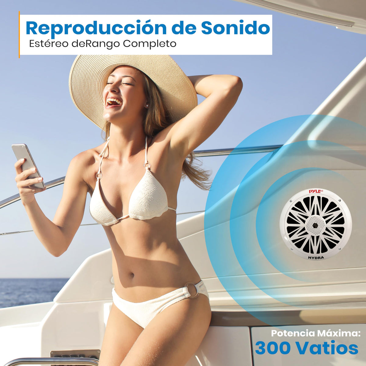 Altavoces Marinos Pyle Blancos Dobles Resistentes 300W