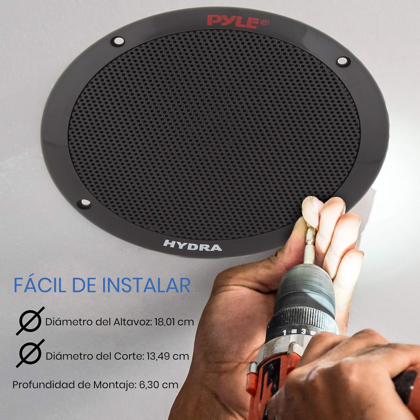 Pyle bocinas Marinas Dobles de 6.5 Pulgadas. Sistema de Sonido estéreo para Exteriores Resistente al Agua. 2 vías. Potencia 400 Watts. 1 par. Negro