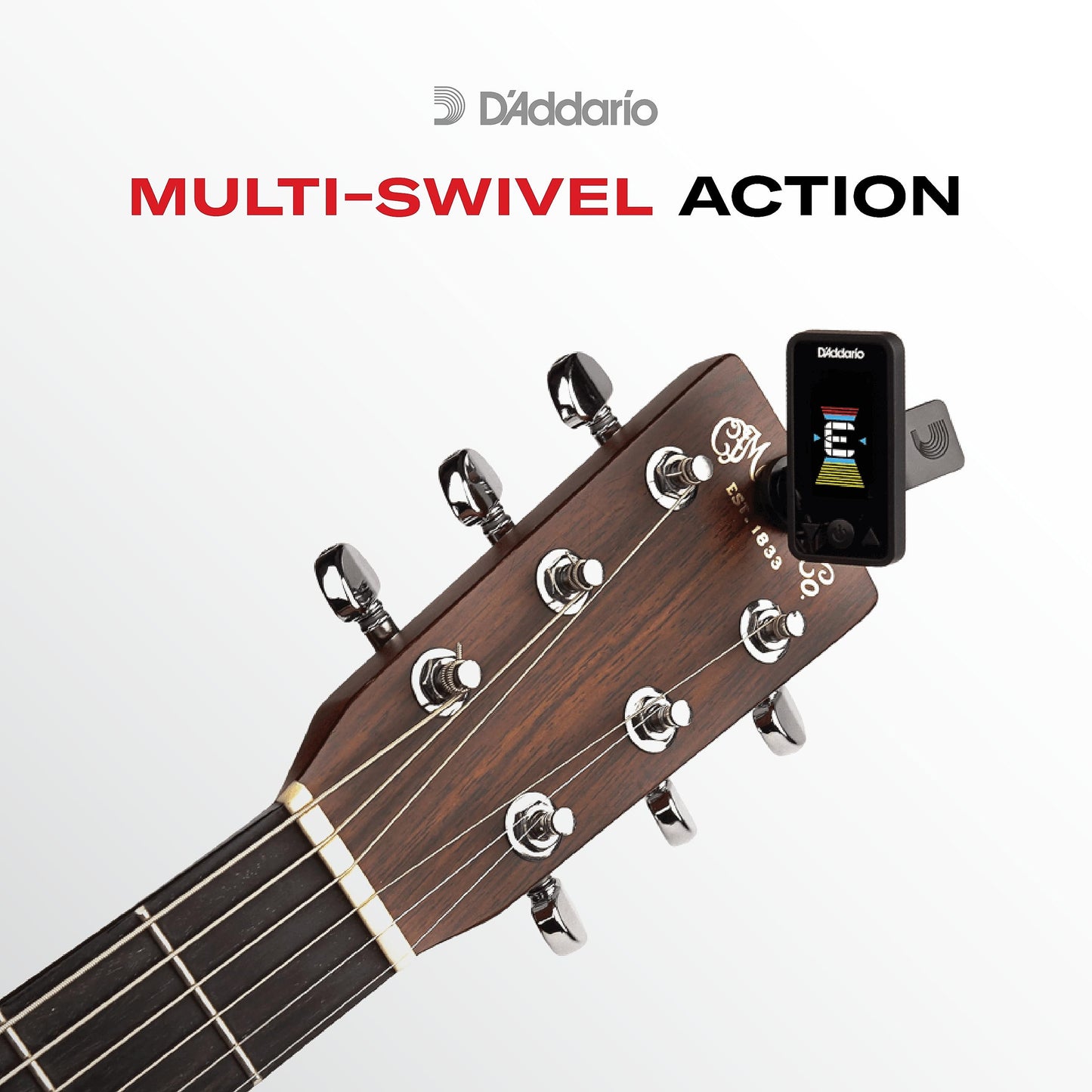 D'Addario Accessories Afinador de Guitarra Eclipse - Afinador para Guitarra - Azul - Batería