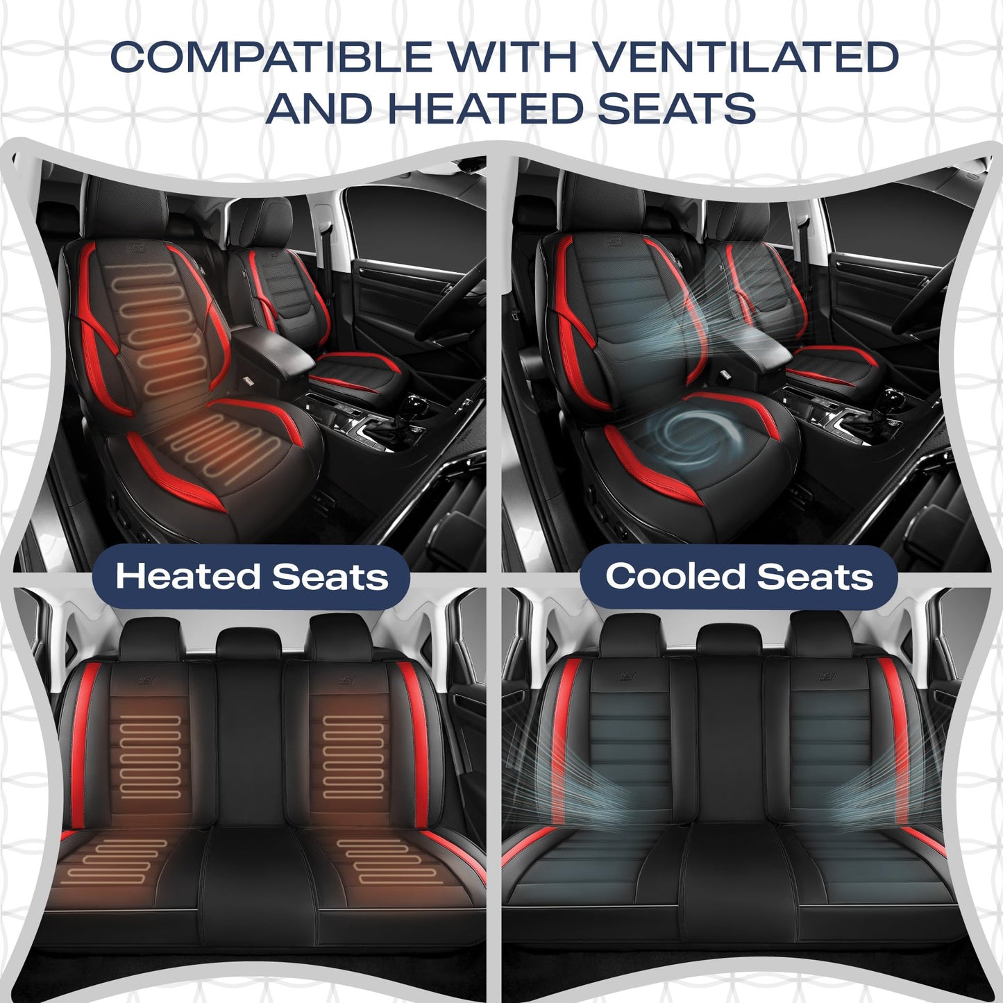 Skechers - Fundas de asiento de coche de cuero con espuma viscoelástica, juego completo de protector de asiento de coche impermeable, cojín de asiento de coche compatible con airbag automotriz, ajuste