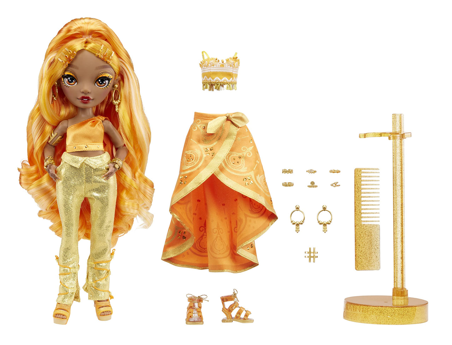 Muñeca de Moda Rainbow High Meena Fleur Oro azafrán Coleccionable para Niños