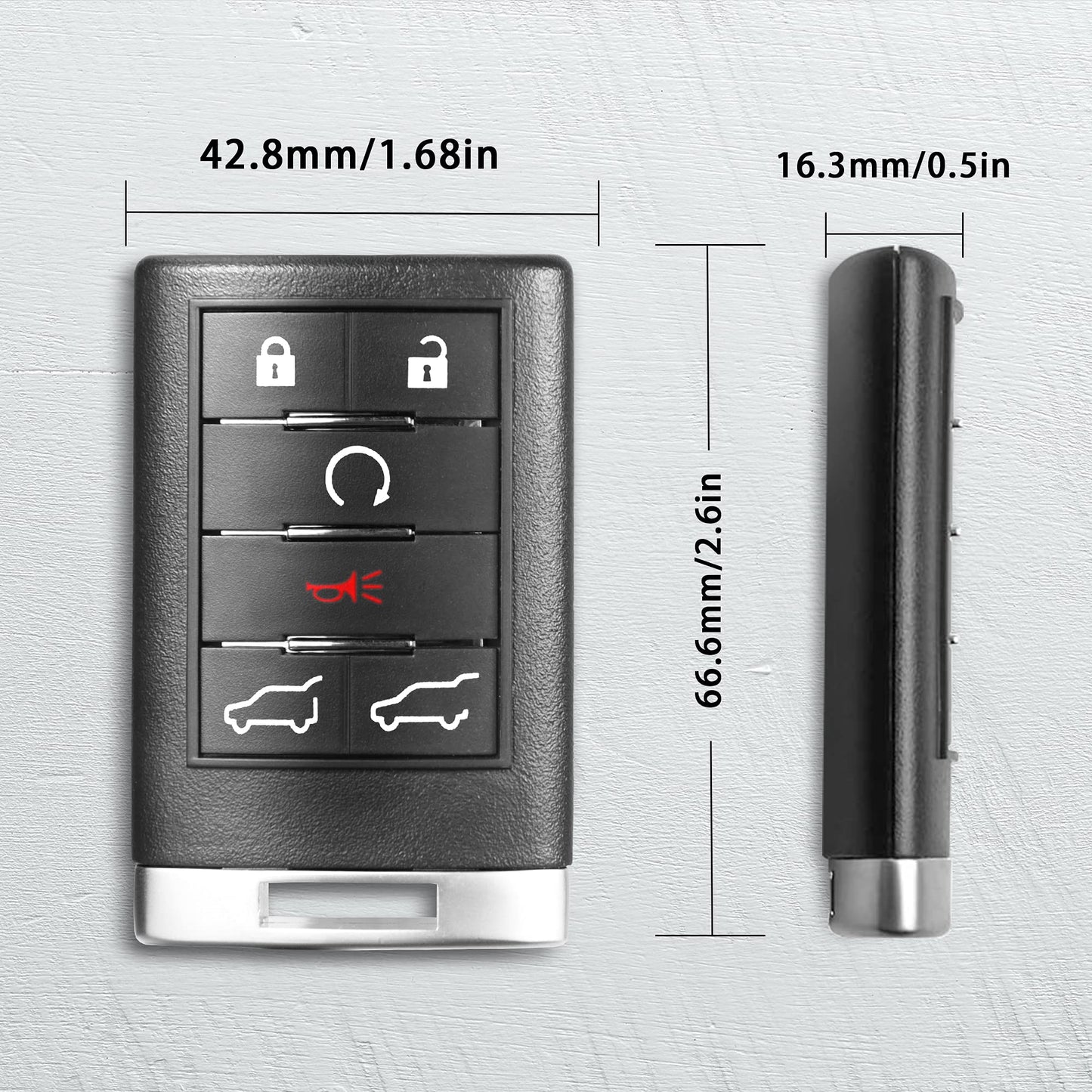 VOFONO - Llavero de repuesto con 6 botones sin llave, compatible con Cadillac Escalade ESV EXT 2007-2014 FCC ID: OUC6000066 850K-6000066