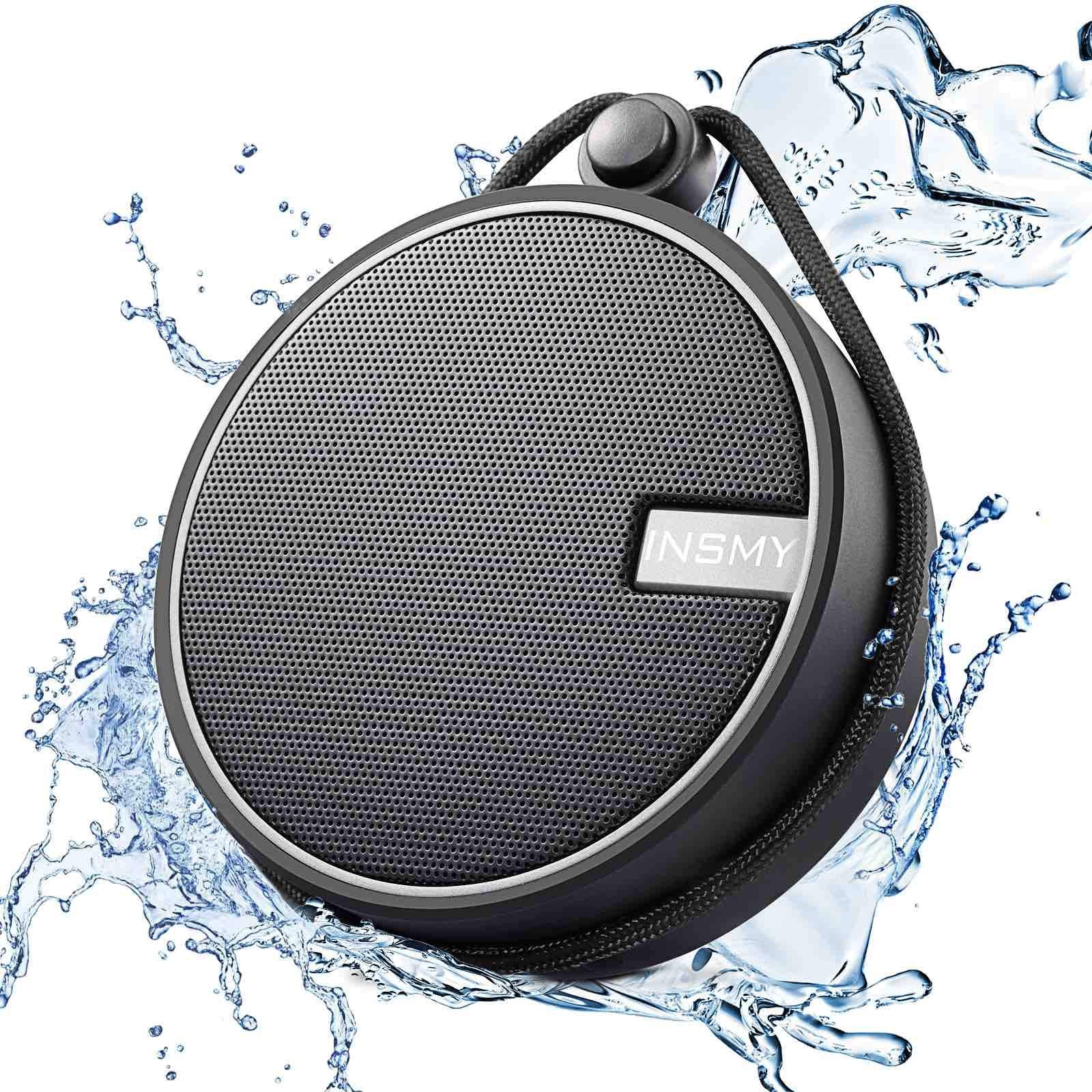 INSMY C12 IPX7 Waterproof Shower Bluetooth Speaker, Portable Small Speaker, Speakers Bluetooth Wireless Loud Clear Sound, Support TF Card Suction Cup for Outdoor Kayak Canoe Beach Pool Gift