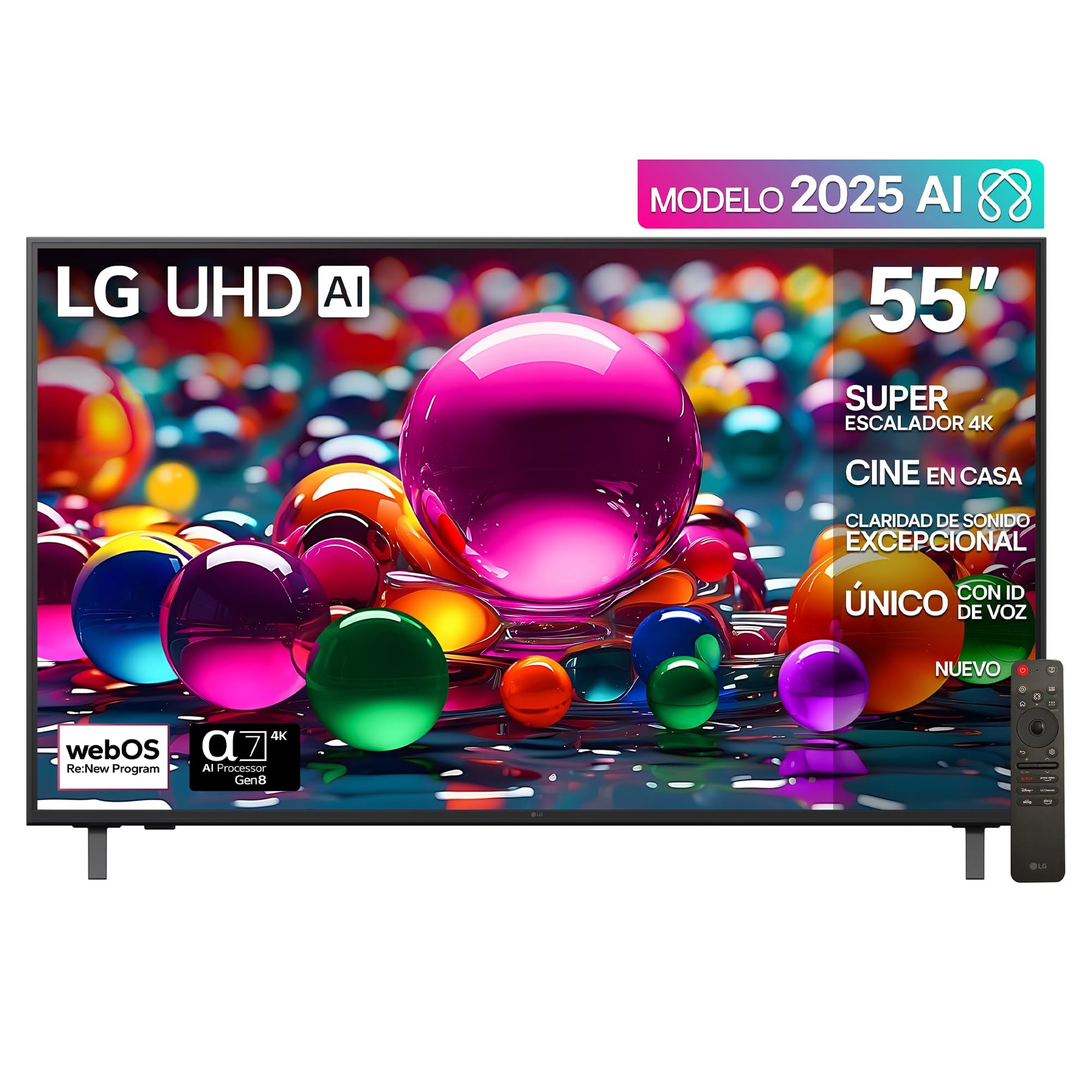 LG Pantalla 55 Pulgadas UHD AI UA8050 4K Smart TV 2025