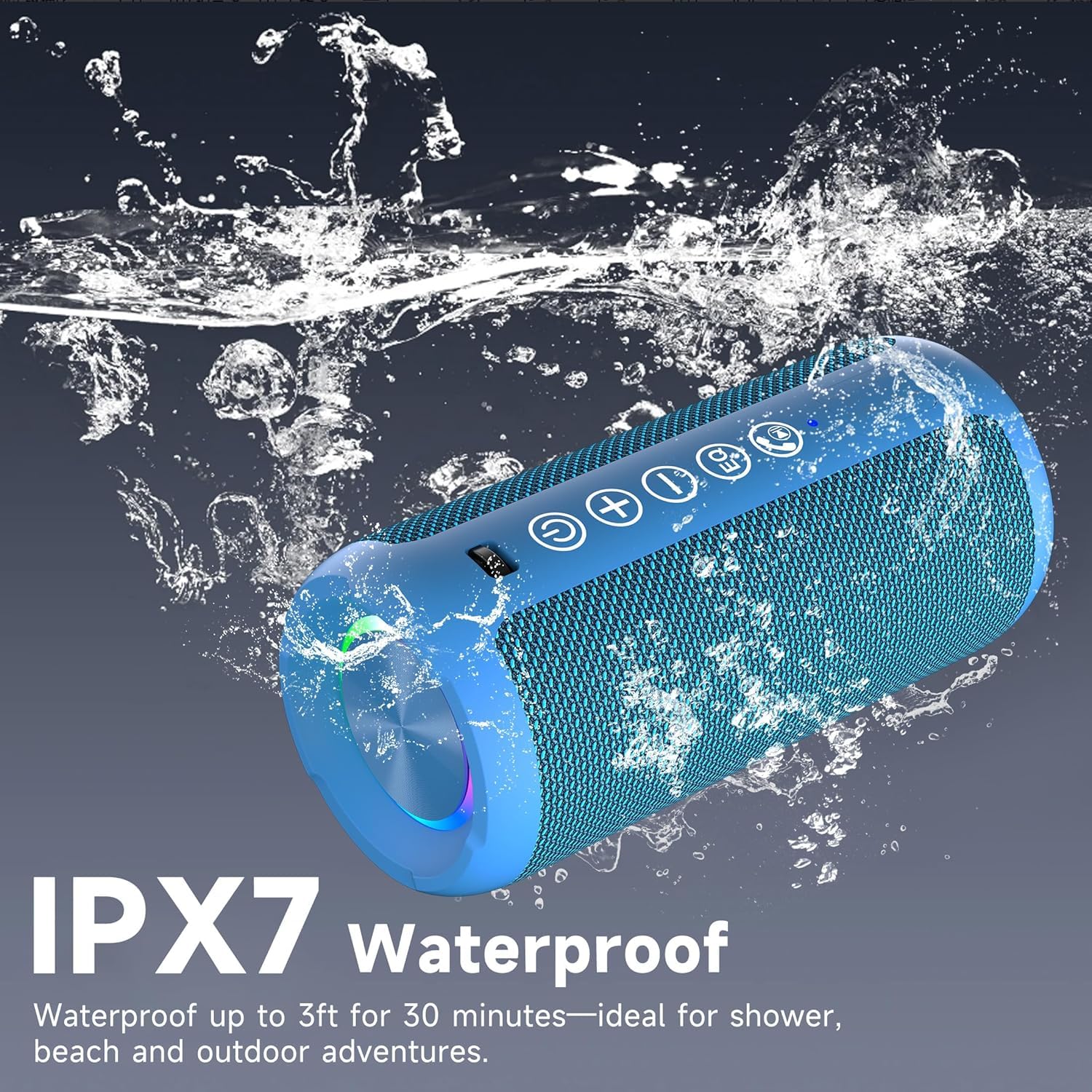 Ortizan Bocina Bluetooth Portátil, IPX7 Resistente al Agua con Sonido estéreo de 24 W, Altavoces Exteriores con Bluetooth 5.0, 30 Horas de reproducción, Rango Bluetooth de 20 m, emparejados duales