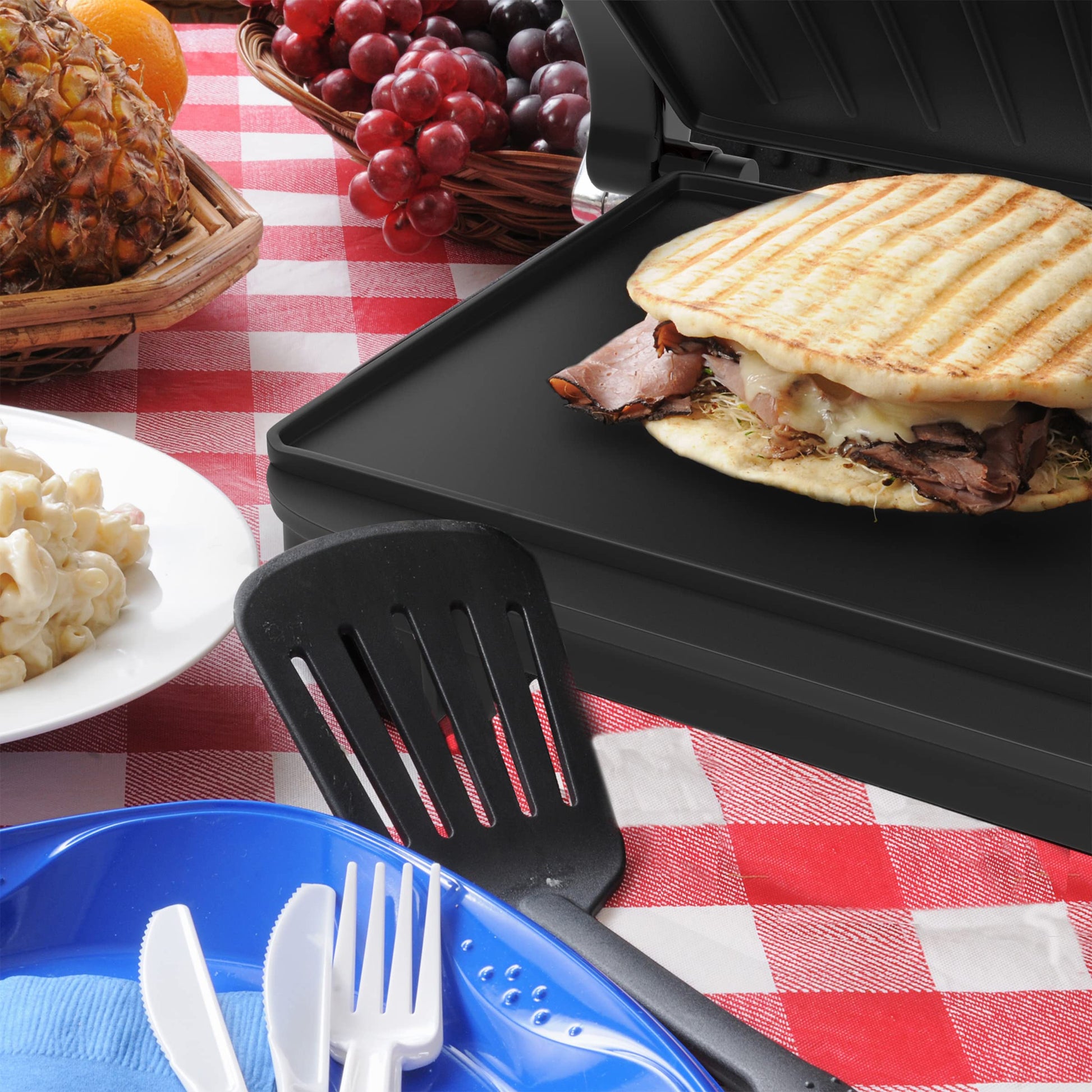 Chef Buddy 82-SW100 Non-Stick Grill and Panini Press, Red