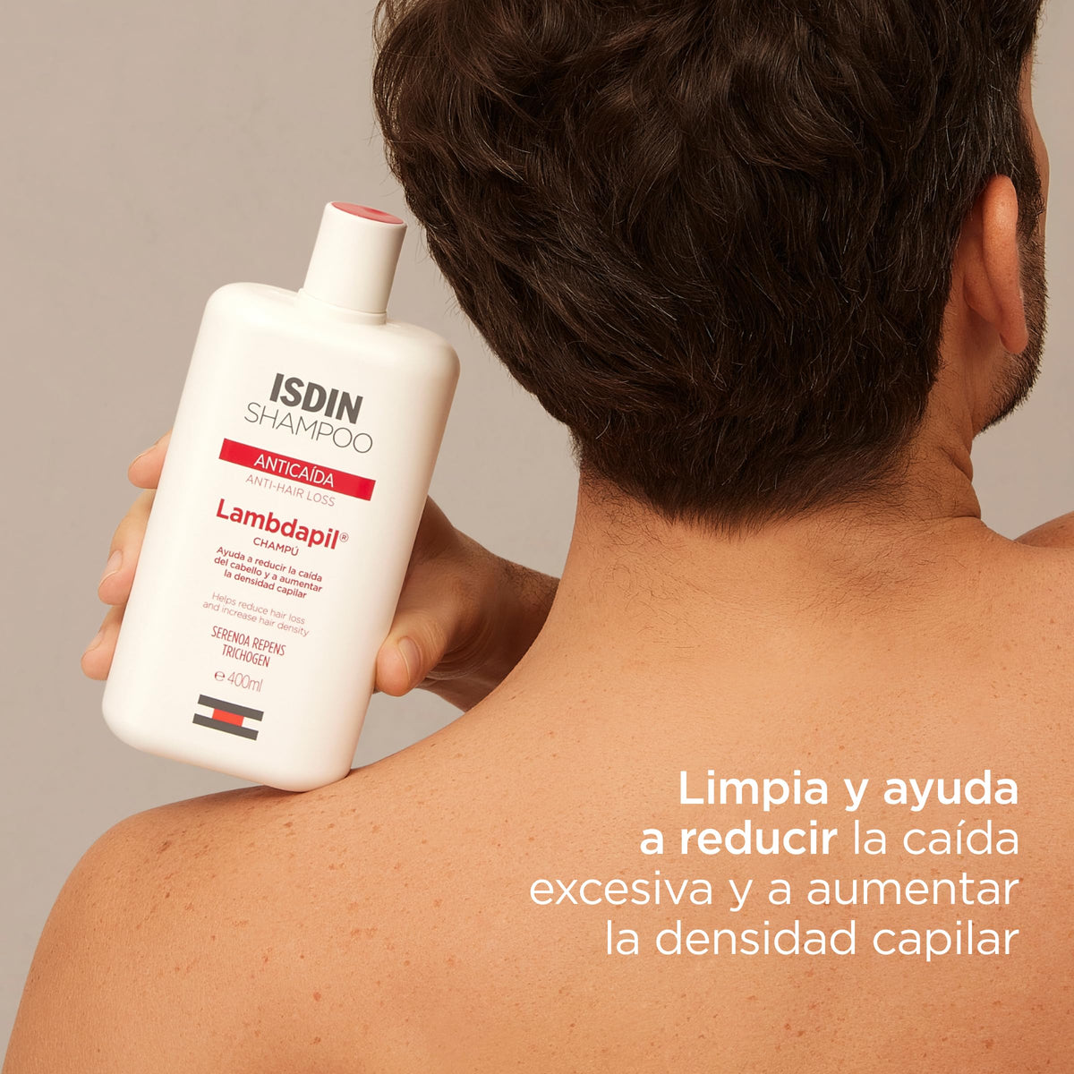 Isdin Lambdapil, Shampoo Anticaída, Ayuda a Reducir la Caída del Cabello y Estimula el Crecimiento Capilar, 400ml, Hombres