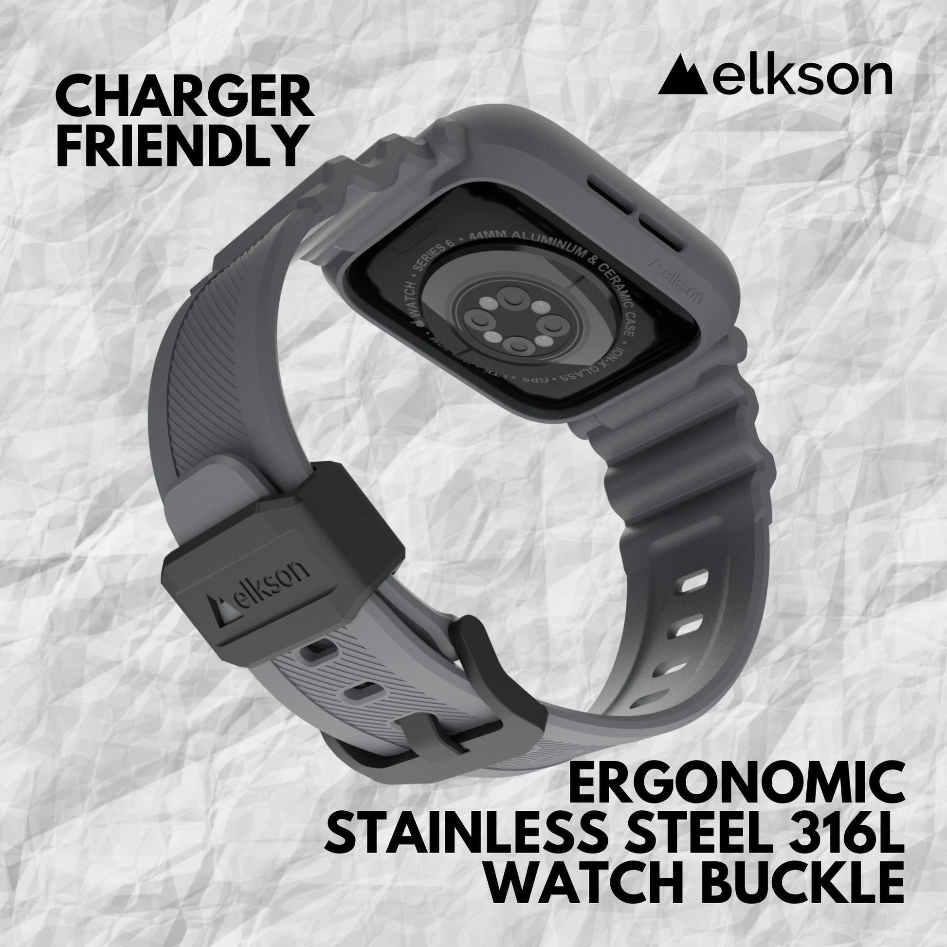 elkson Diseñada para Apple Watch Series 9/8/7/6/SE/5/4 [45/44mm], Quattro Pro Series Resistente Funda Protectora de Grado Militar con Correas para iWatch, Gris
