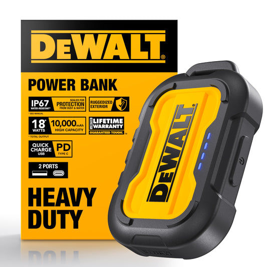 DEWALT Cargador portátil, Power Bank, batería de 10.000 mAh con Puerto USB-C para iPhone 15/15 Plus/15 Pro/15 Pro MAX, iPhone 14/13, Samsung Galaxy.