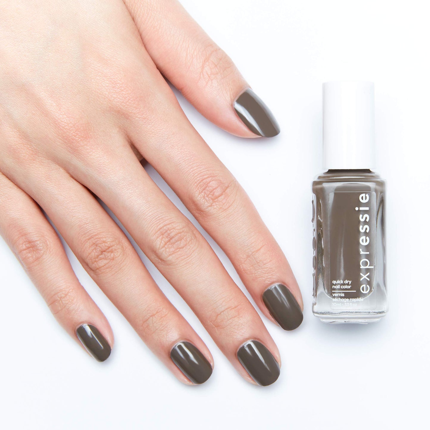 essie Expressie - Esmalte de uñas de secado rápido, color gris silenciado, vegano, sin tiempo para local, 9,76 ml