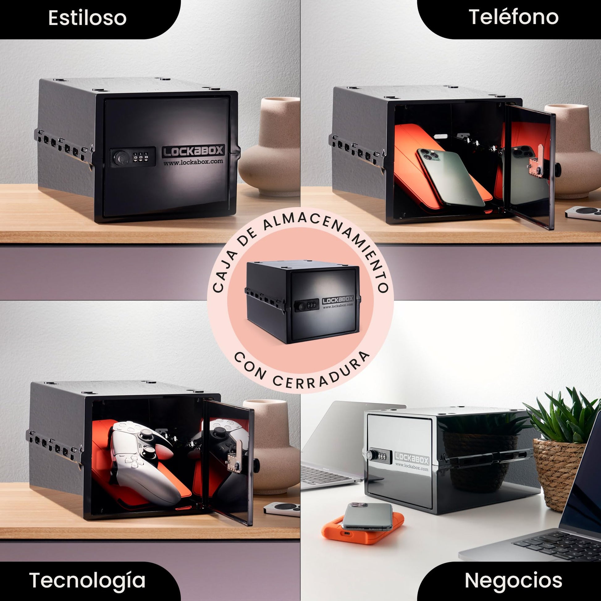 Lockabox One™ | Caja de seguridad compacta e higiénica para alimentos, medicinas y seguridad en el hogar (Jet)