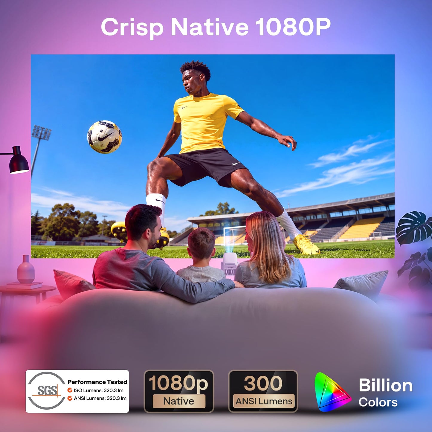 Aurzen Roku - Proyector inteligente para TV con Wifi y Bluetooth, D1R air Roku Streaming Experience incorporado, alimentado por USB-C, compatible con Native 1080P, compatible con 4K, audio DoIby