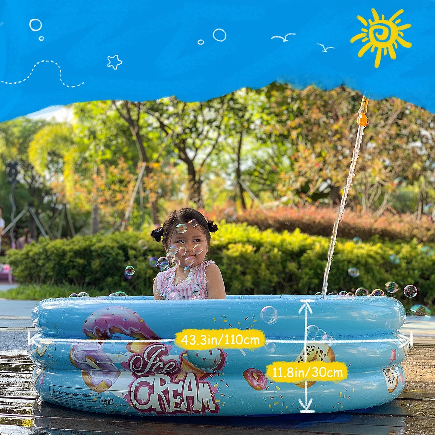 Bestrip Piscina Inflable Alberca Infantil Piscina de Agua para Niños, Material plástico Ideal para bebés y niños y niñas pequeños para Fiesta acuática segura de verano Tamaño 110 x 30 cm