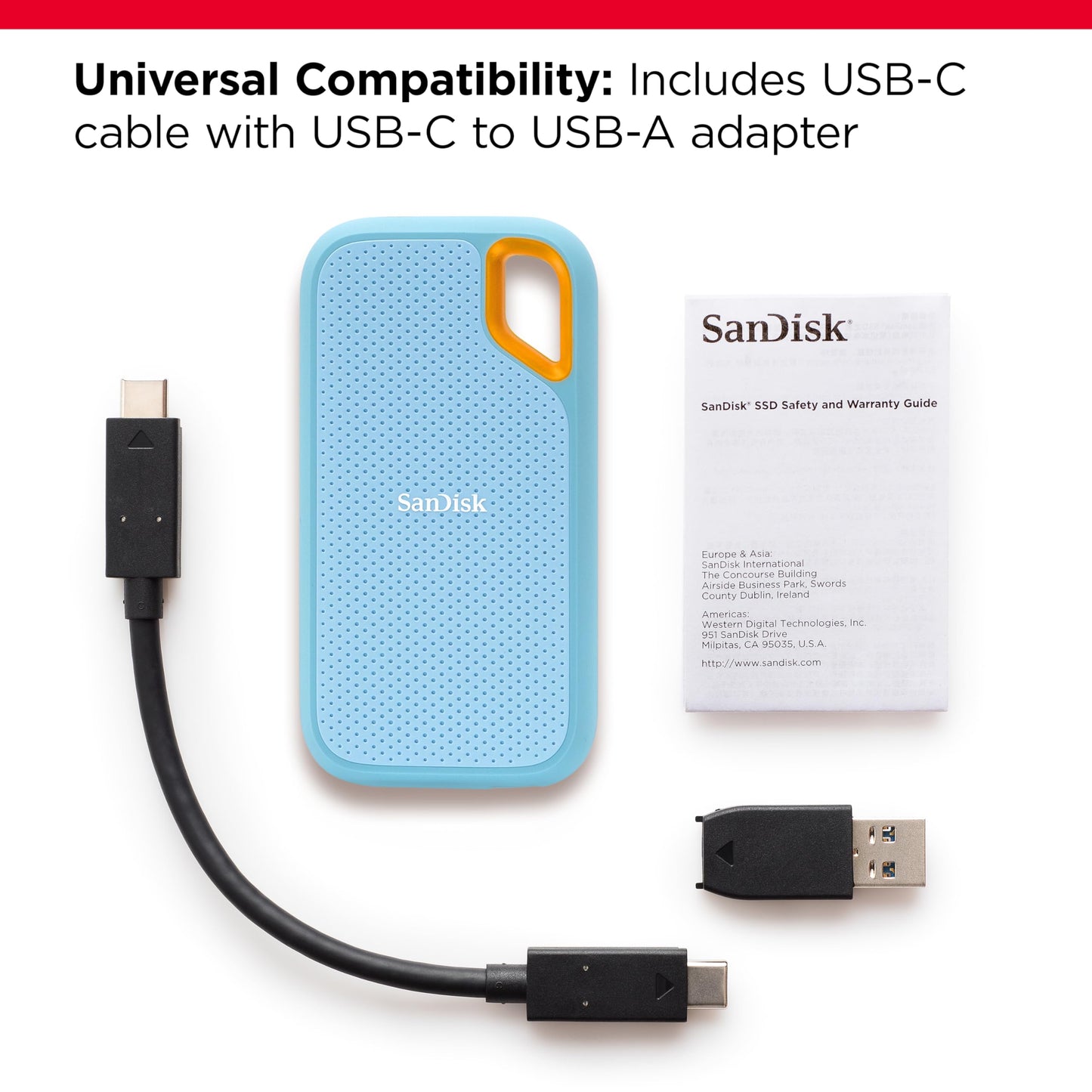 Unidad Externa de Estado Sólido SanDisk Azul Cielo Extreme 2 TB USB-C 1050 MB/s IP65 Resistente al Agua y Polvo