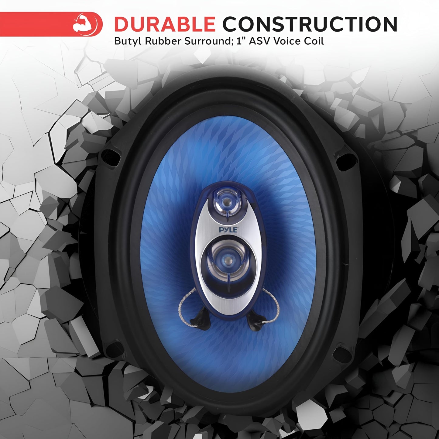 Bocinas para Coche Pyle Azul Cono de Poliuretano 4 Vías 400 Watts