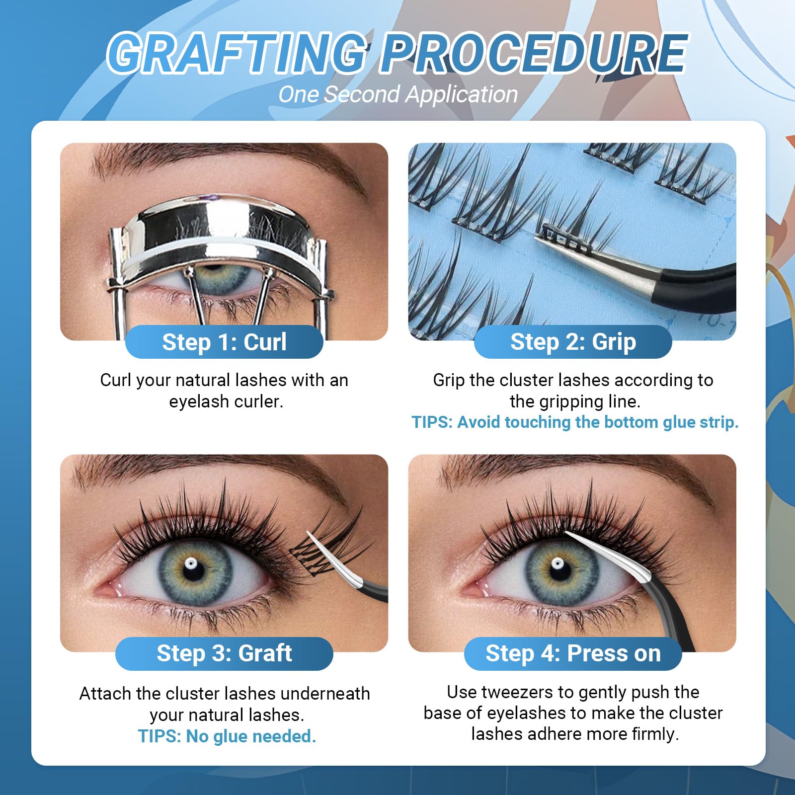 NAGARAKU Grupos De Pestañas Autoadhesivos Para 48 Pcs No Necesita Pegamento Ni Removedor Presión En Un Solo Paso Pestañas Reutilizables Prepegadas En Casa Sunflower Style SA-DIY-07(0,07mm C 10-12mm)