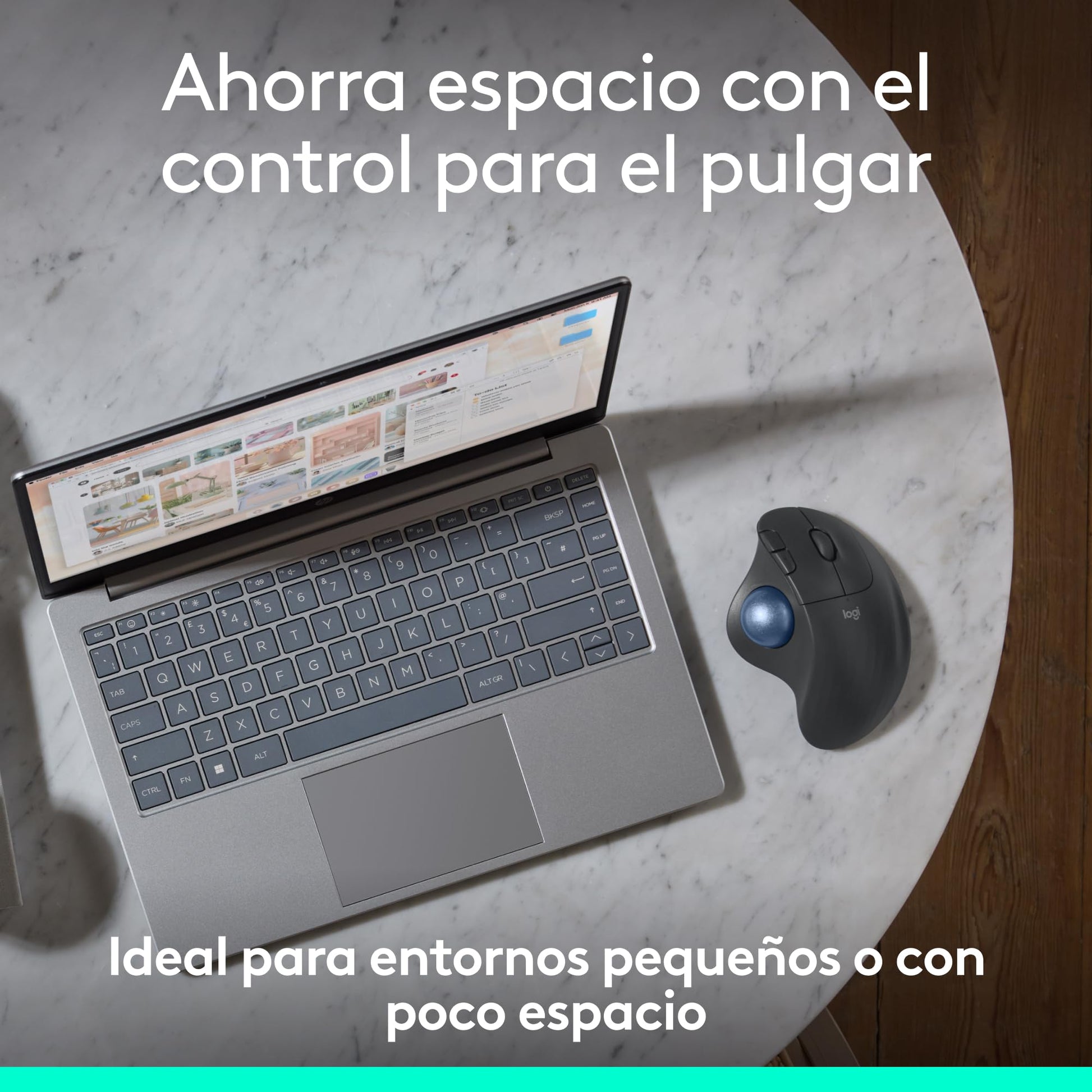Logitech Ergo M575S Mouse inalámbrico con trackball, Mouse ergonómico inalámbrico con Bluetooth y dongle cifrado, Control cómodo con el Pulgar, Seguimiento preciso y Fluido, para PC/Mac - Grafito