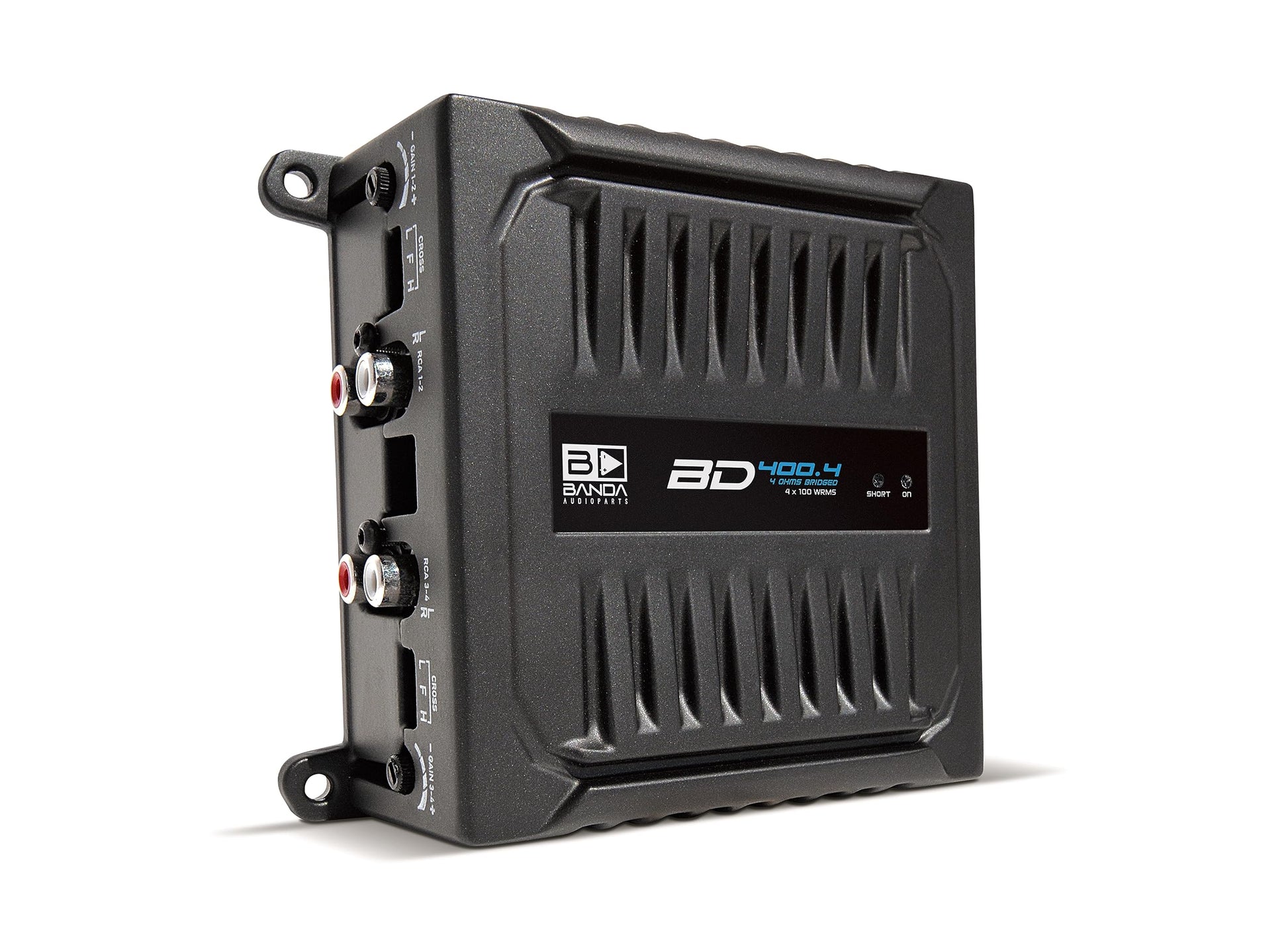 Banda Audioparts BD400.4BLACK - Amplificador de Audio para Coche de 4 Canales de 100 W Rms de Rango Completo de 4 ohmios puenteado con filtros de Paso bajo o Alto de Uso Opcional, Color Negro