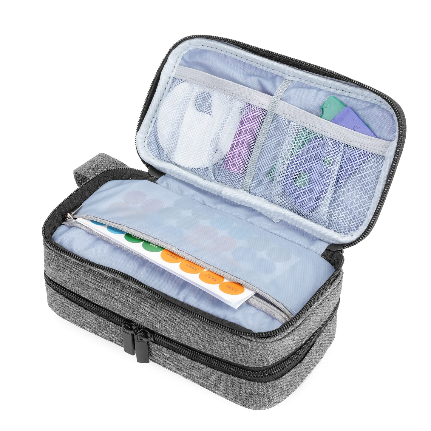 (Double-layer Bag, Gray) - Luxja Essential Oil Carrying Case - Holds 12 Bottles (5ml-15ml, Also Fits for Roller Bottles), Portable Double-Layer Organiser for Essential Oil and Accessories, Grey