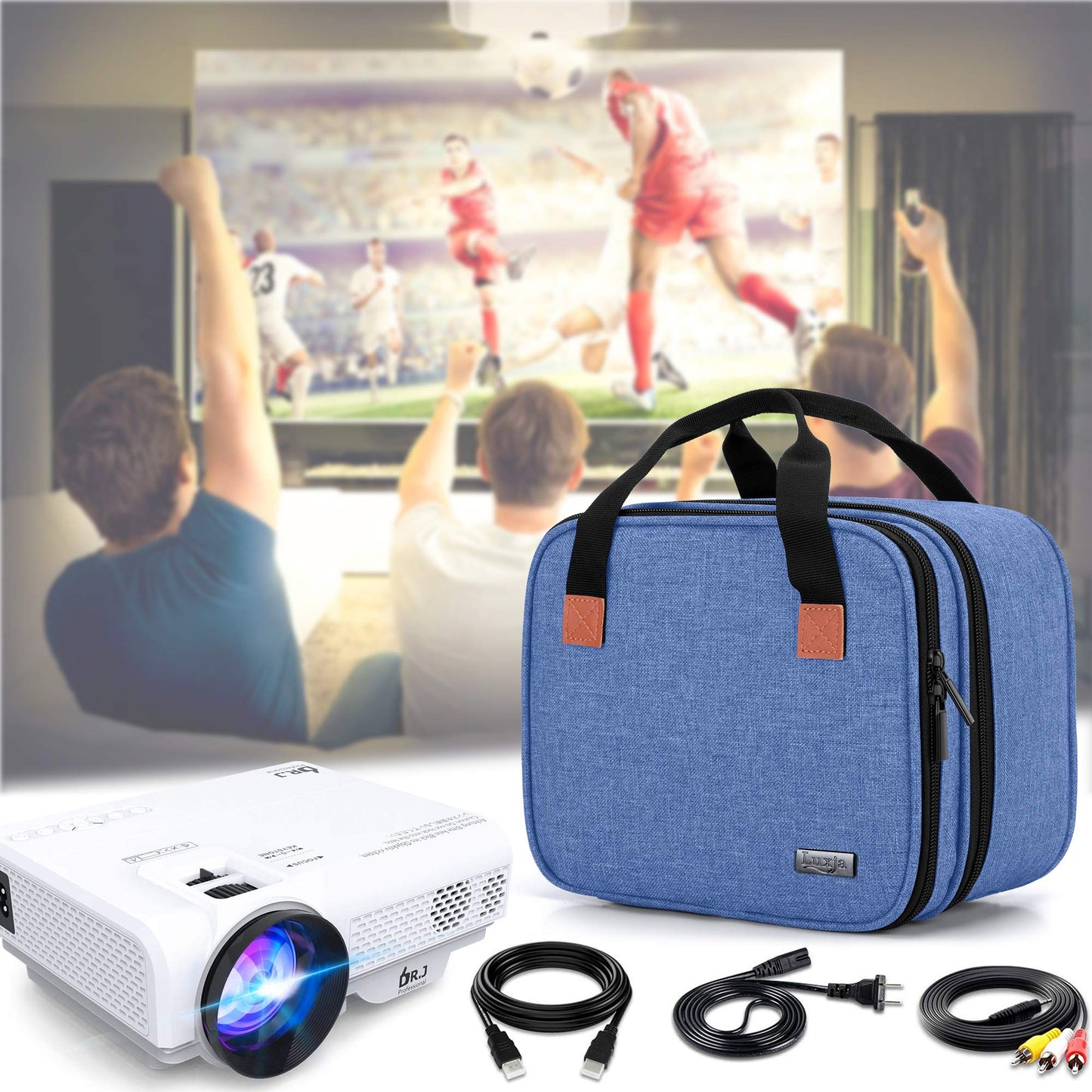LUXJA Bolsa de transporte compatible con DR.J Mini proyector, azul