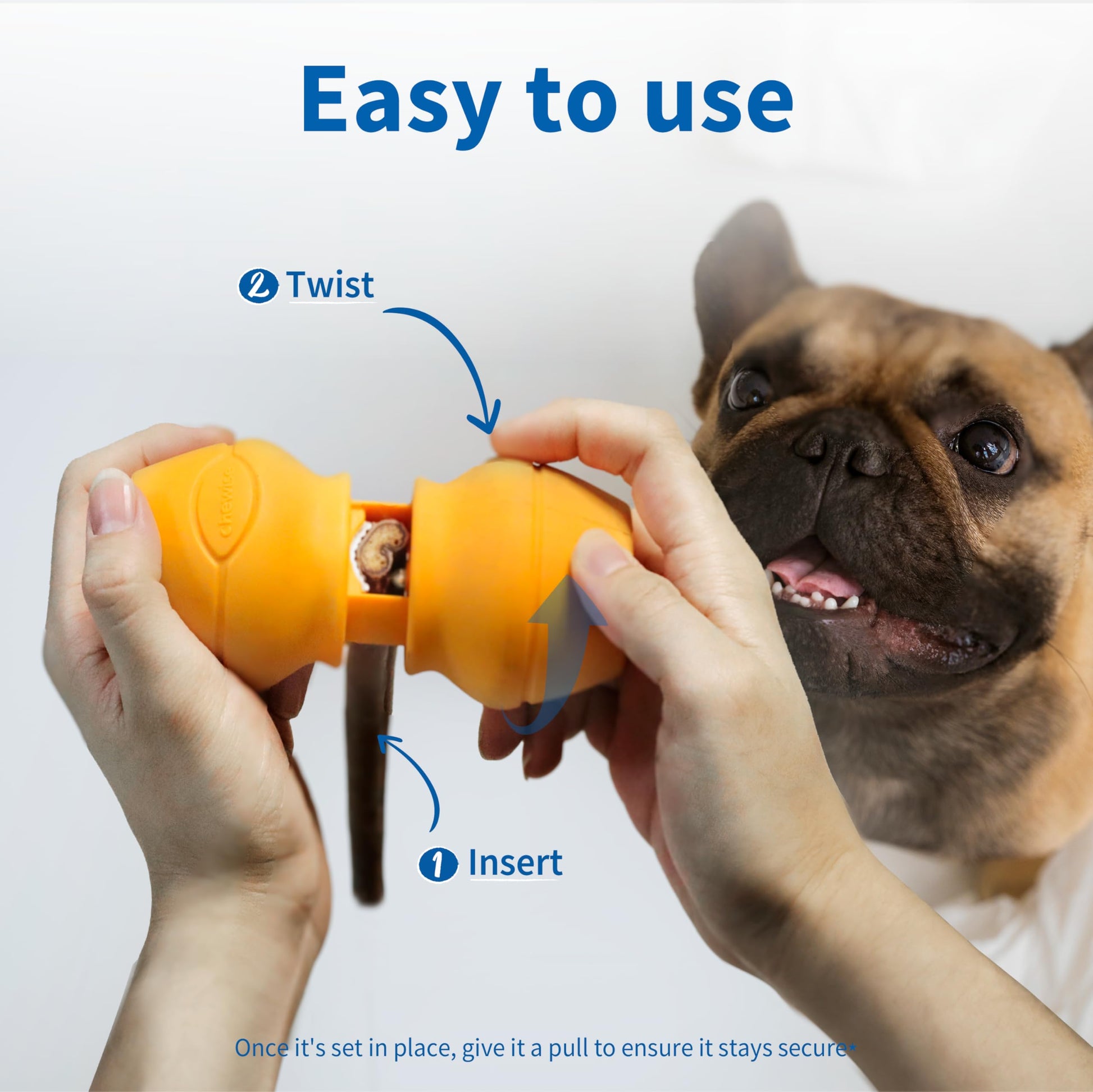 Chewise Soporte para Palitos Naturales de Toro para Perros, Uso rudo, diseño para prevenir el atragantamiento, Juguete para Mascotas Libre de BPA, Compatible con Varios tamaños y Razas