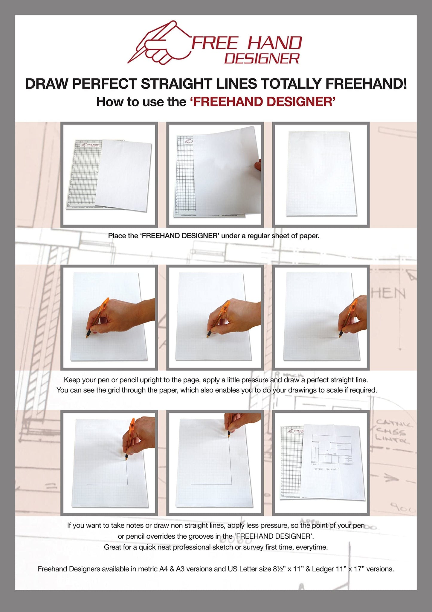 Freehand Designer - 2 x Lettersize Hoja de cuadrícula