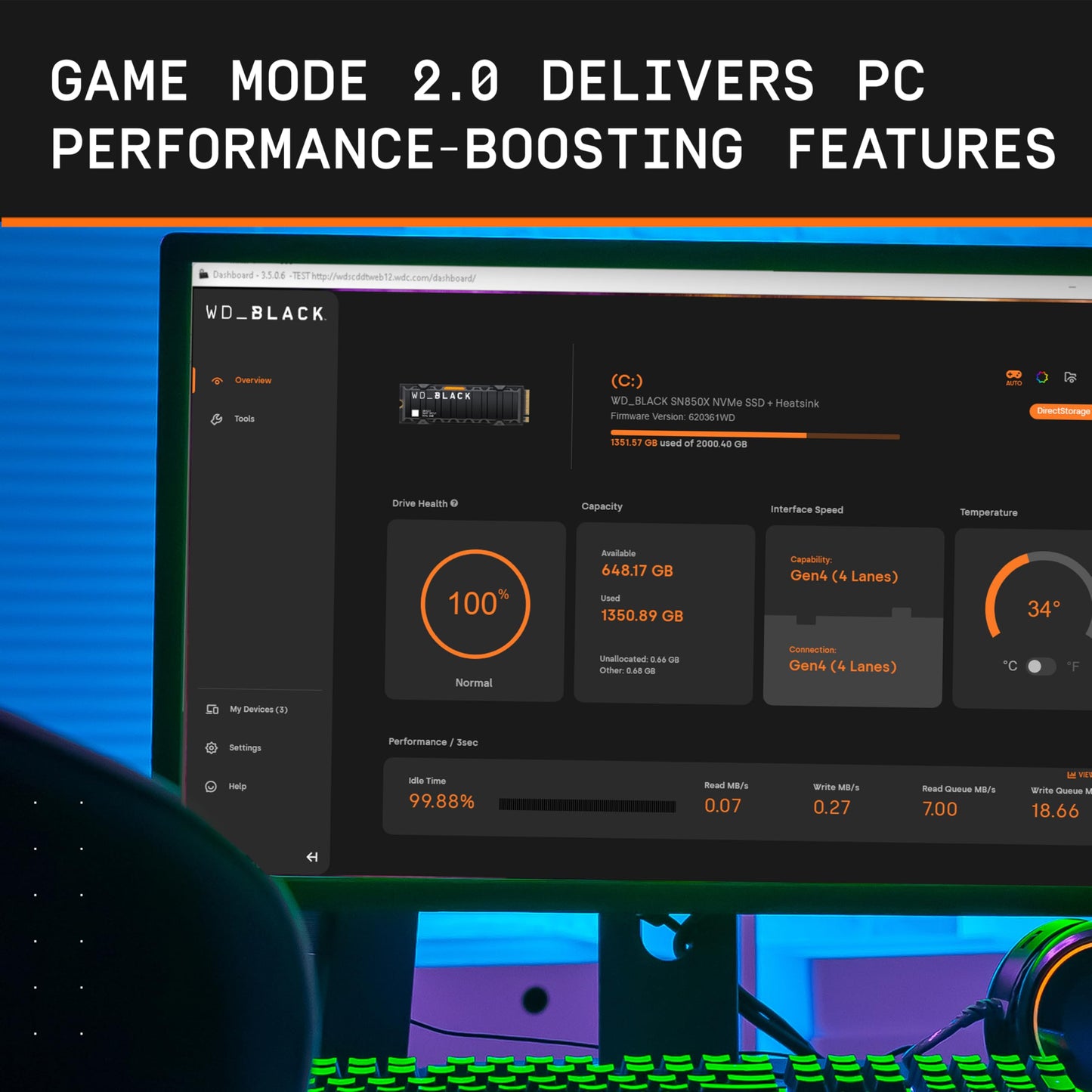 SSD NVMe WD_BLACK SN850X 2 TB Negro con Tecnología PCIe Gen4 y Velocidad para Juegos