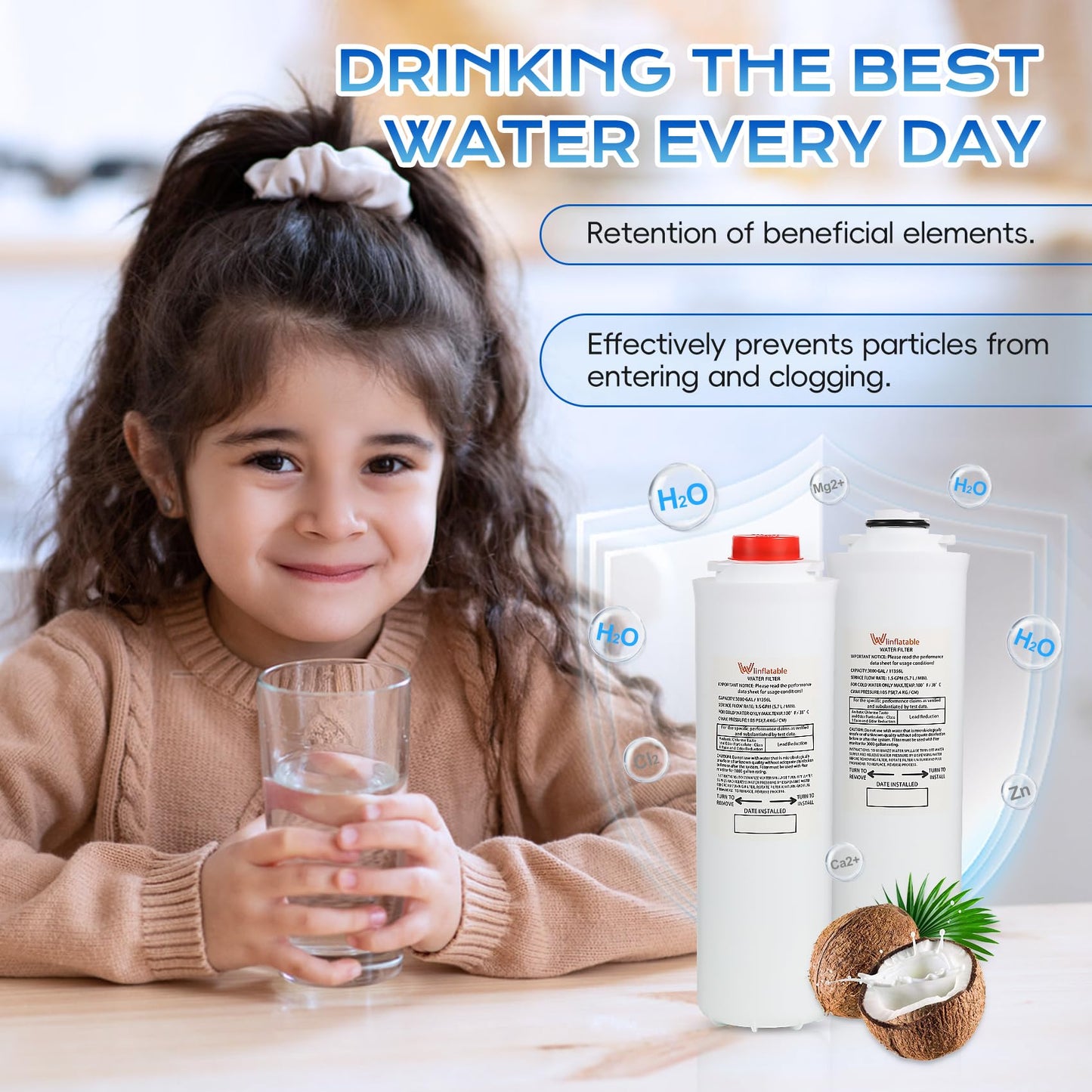 Filtros 51300C, repuesto para filtro Elkay 51300C EWF3000, compatible con estaciones de botellas de repuesto de filtro Ezh2o, filtro 51300C de alta capacidad, 3000 galones, sin chip (3 piezas)