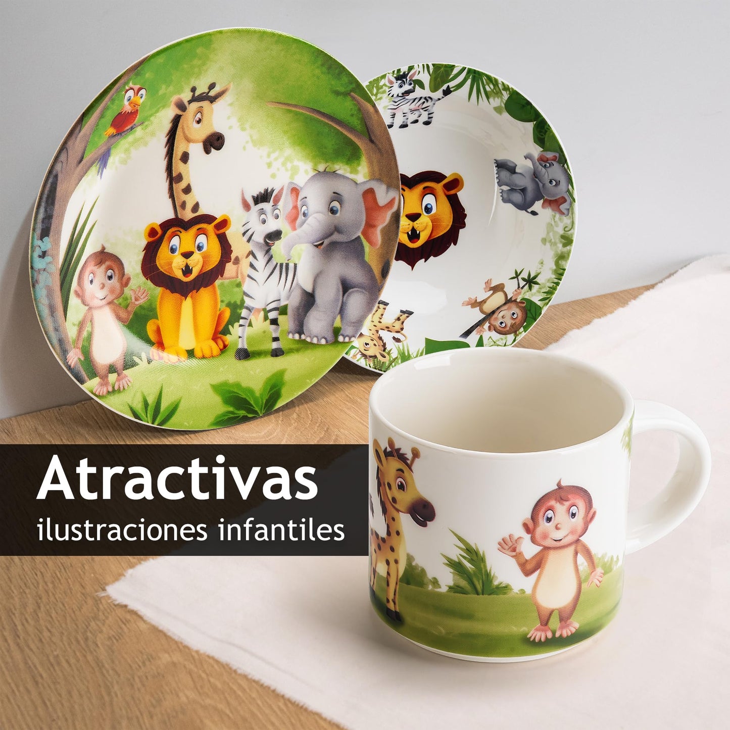 Juego de Vajilla Infantil MIAMIO Selva para Niños e Infantes